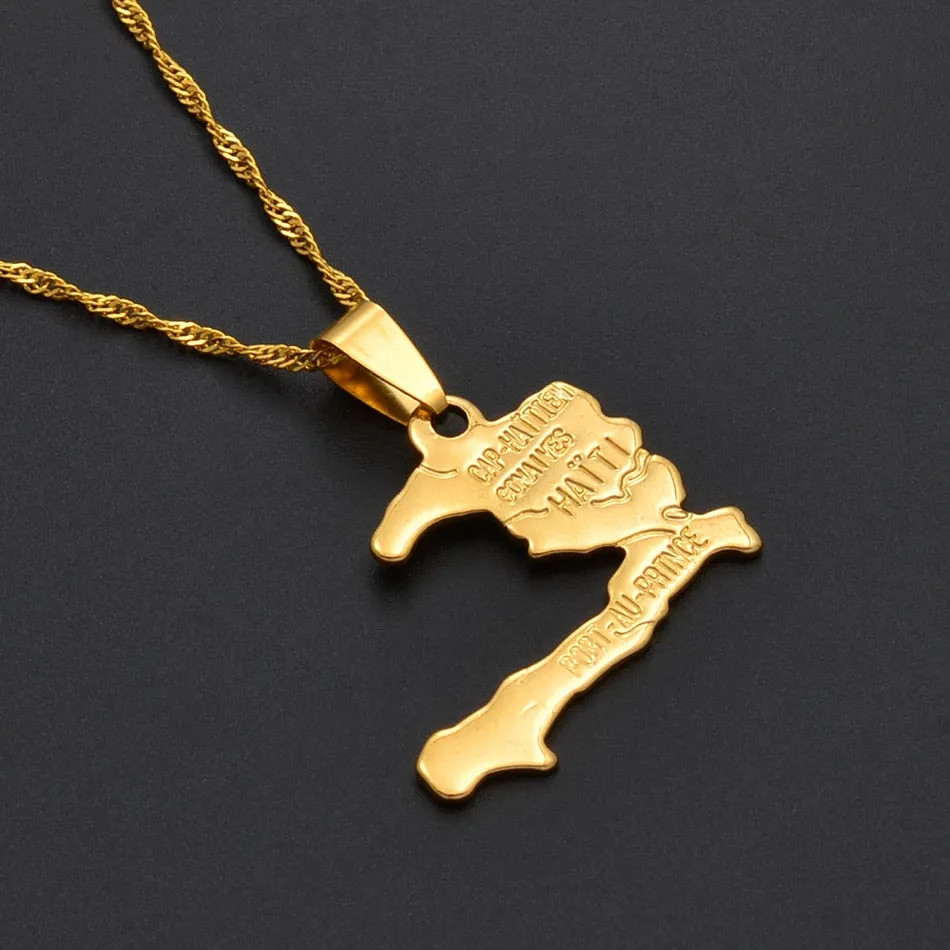 Haiti Map Necklace