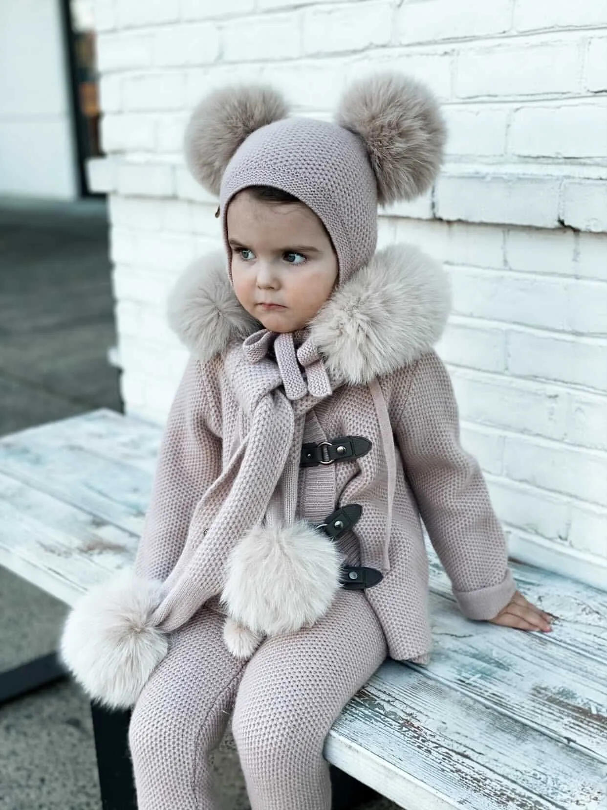 Honeycomb Dusty Pink Cashmere Bonnet