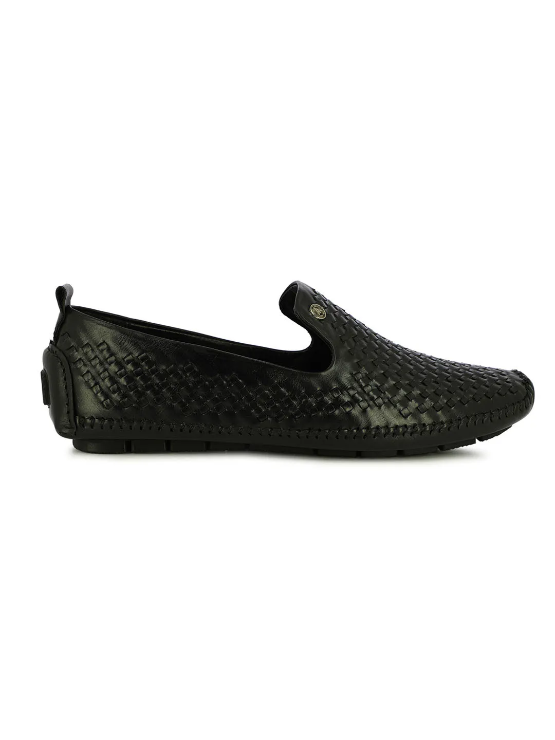 Indian Festive Slip On Shoes In Black For Men