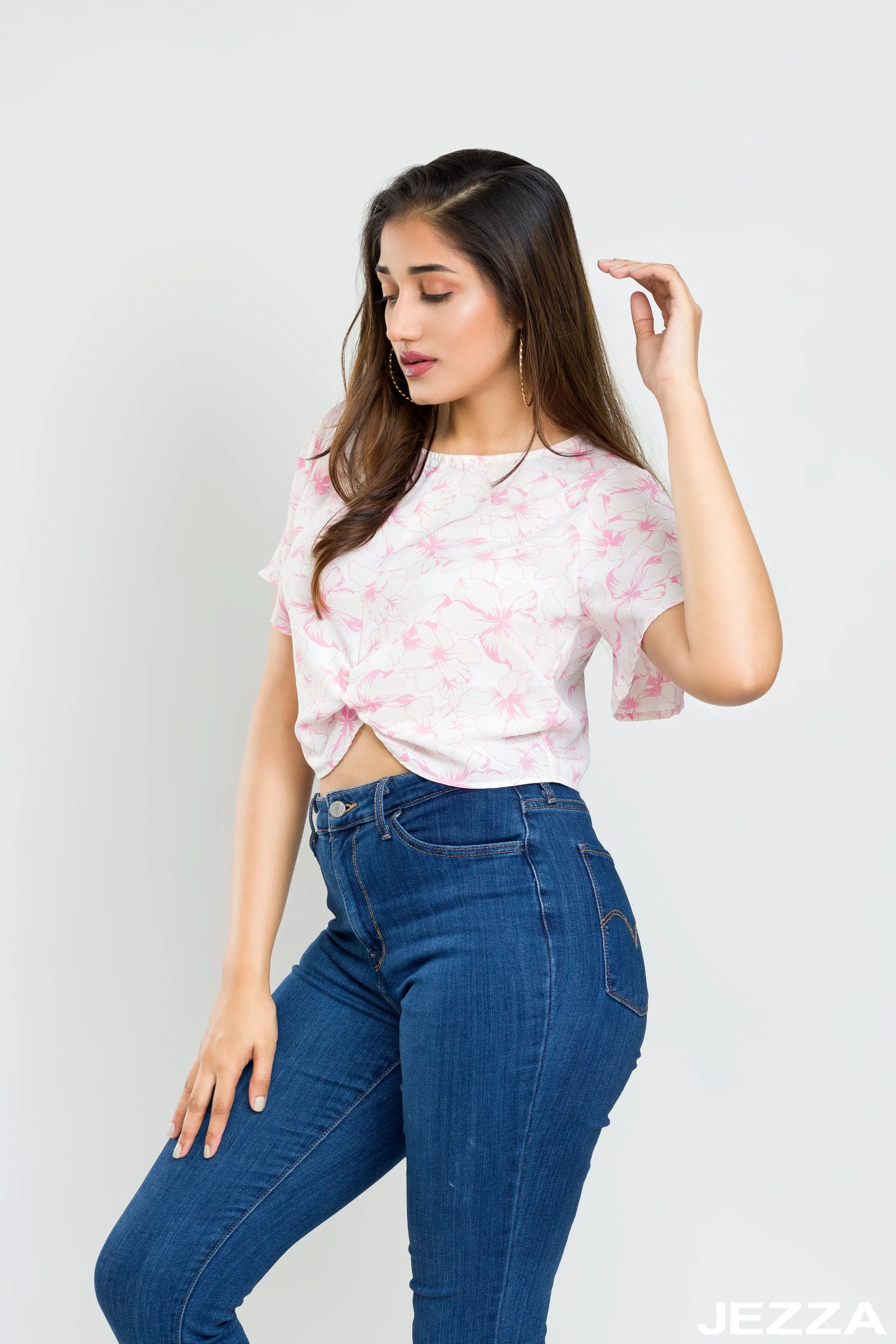 JEZZA Pink Colour Women's Casual Crop Top 42541