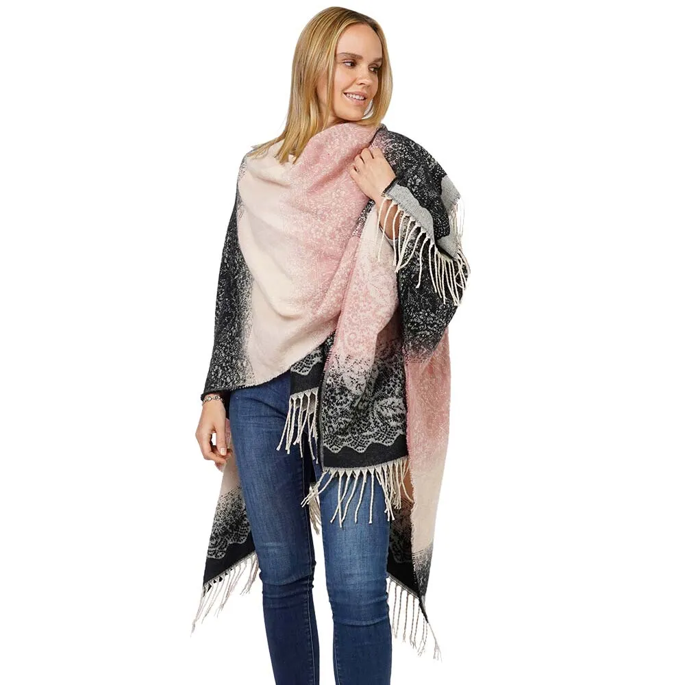 Lace Textured Ombre Cape Poncho