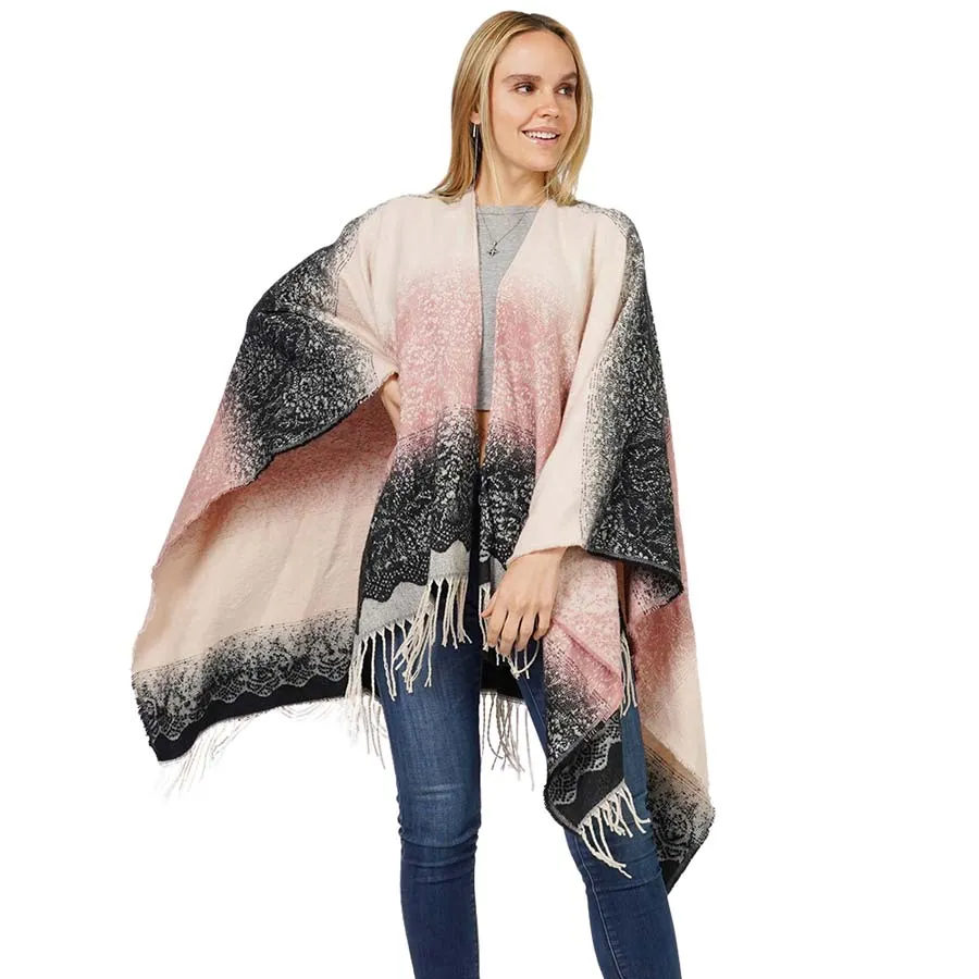 Lace Textured Ombre Cape Poncho