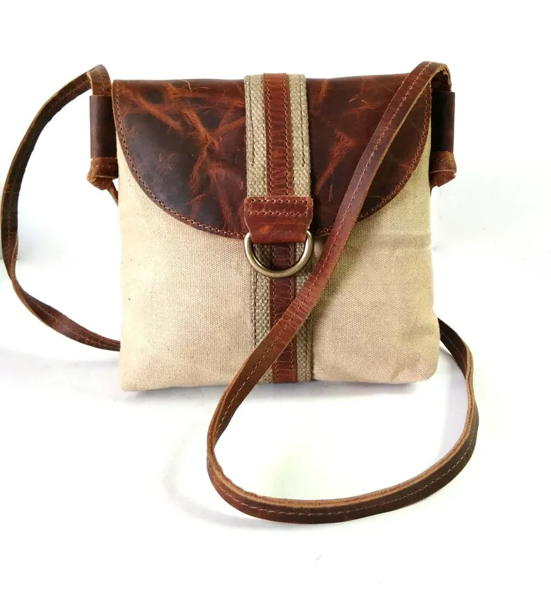 Leather and Canvas Mini Sling Bag