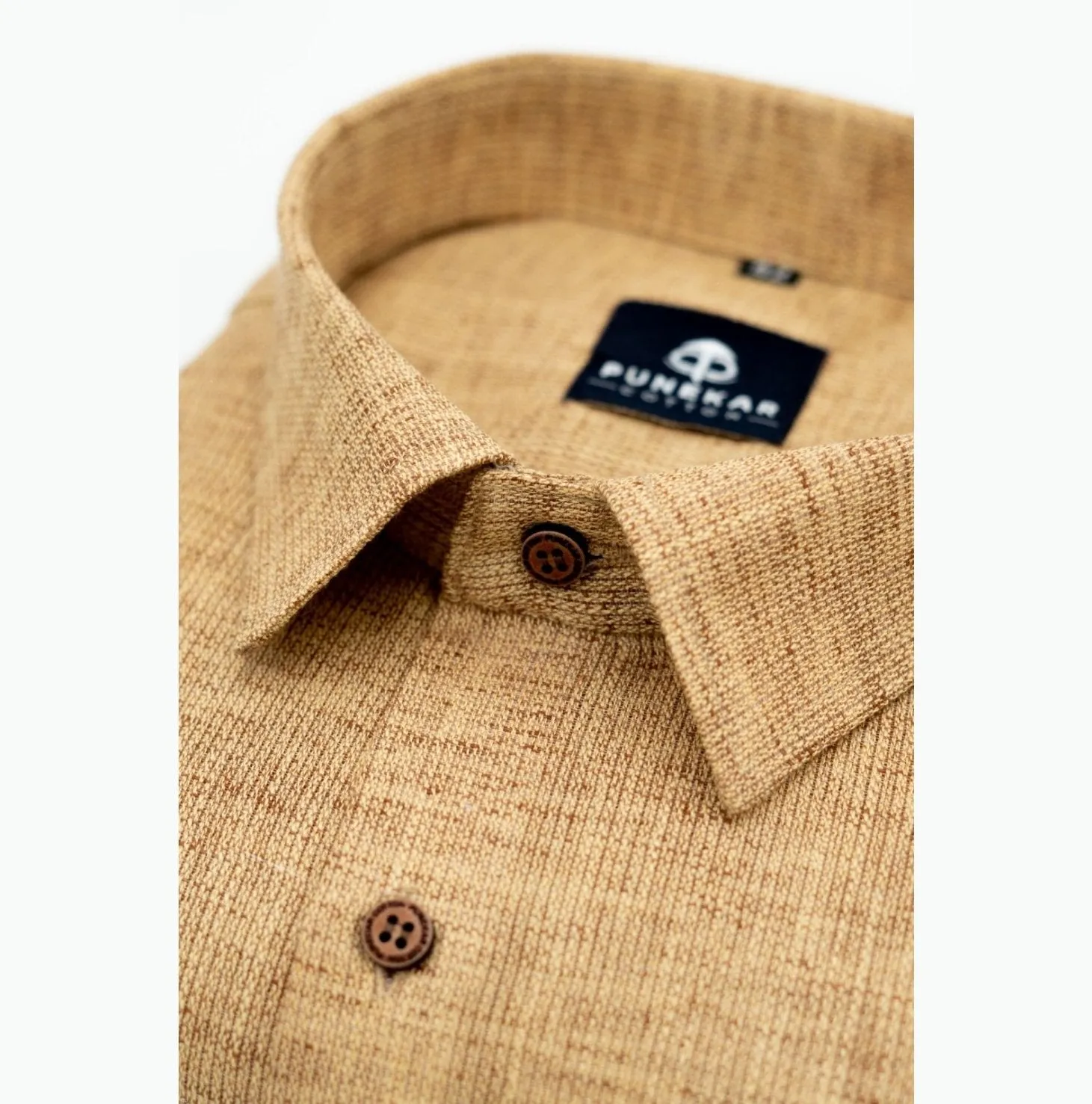 Light Brown Color Combed Cotton Shirts For Men