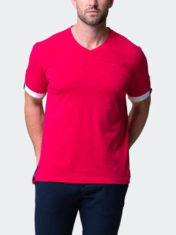 Maceoo Stretch Short-Sleeve Tshirts | V-Neck VivaldiSolidSkullFuchsia Pink