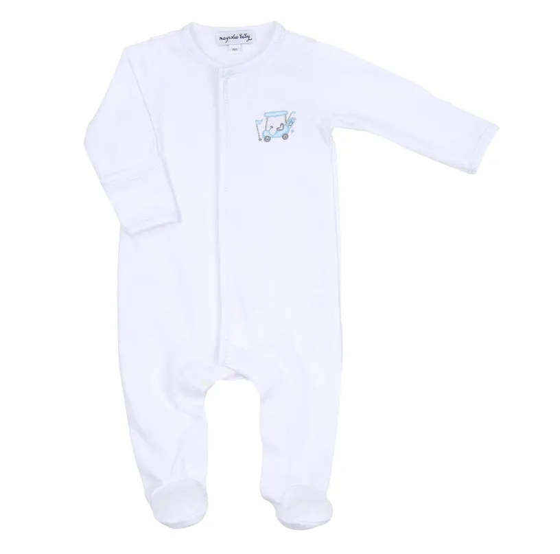 Magnolia Baby - Embroidered Footie - Putting Around - Blue