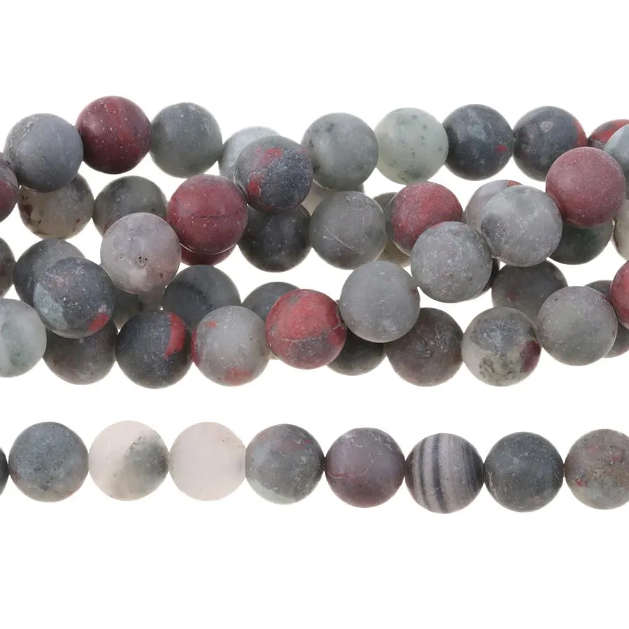 MATTE African Bloodstone 8mm Round - 15-16 Inch