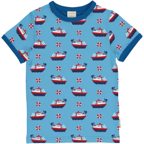 Maxomorra Fireboat Organic Cotton Printed Short Sleeved Top