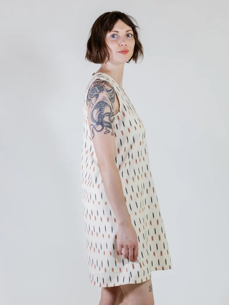 Milan Shift Dress - Ivory Ikat