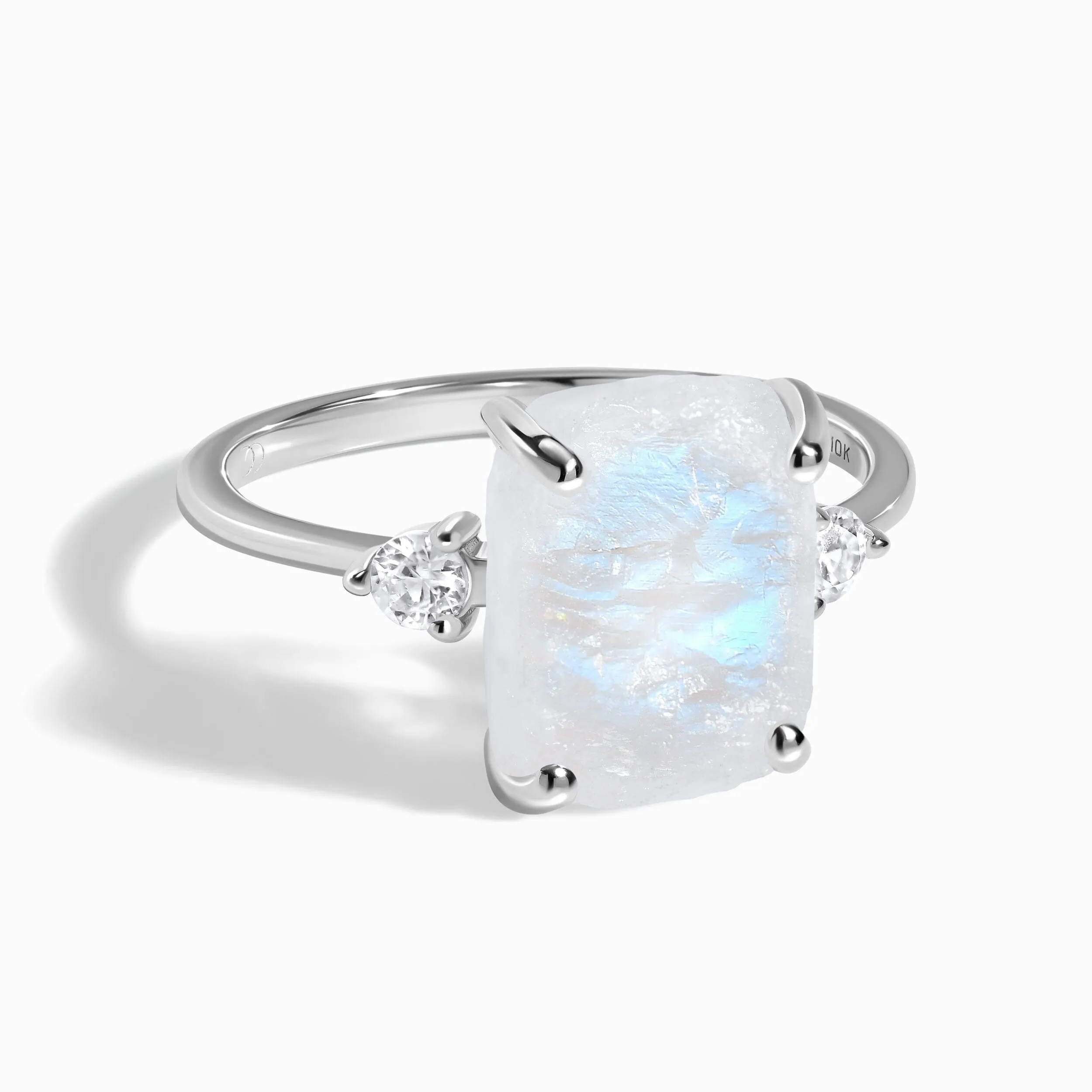 Moonstone Lab Diamond Ring - Raw Allure