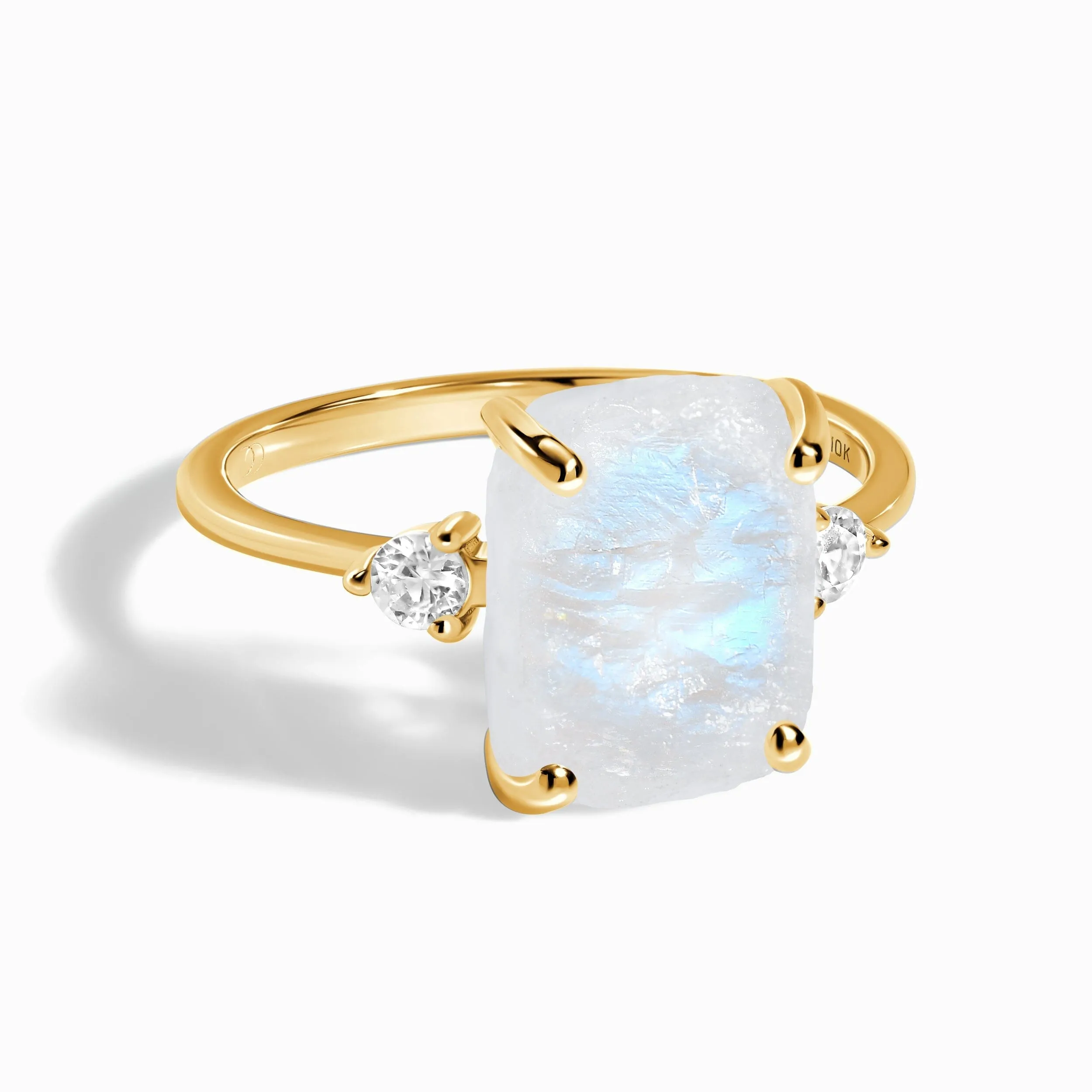 Moonstone Lab Diamond Ring - Raw Allure