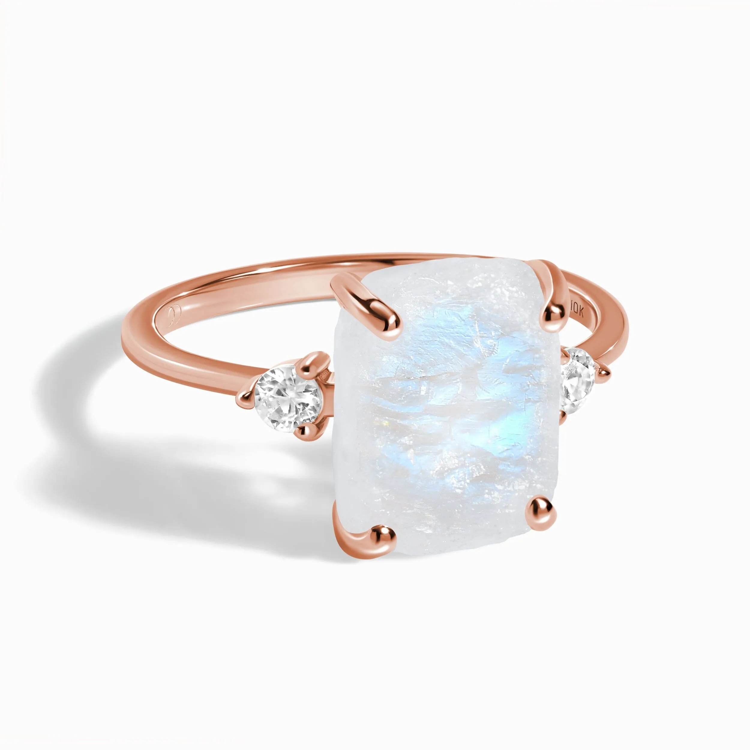 Moonstone Lab Diamond Ring - Raw Allure