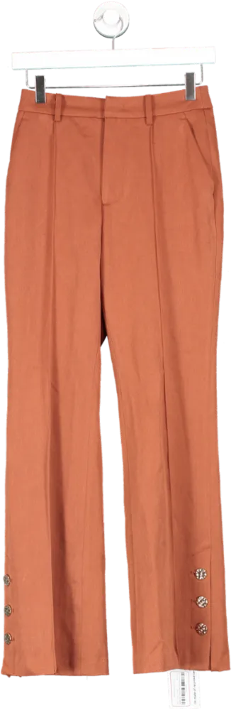 MOTF Brown Viscose Wool Blend Suit Pants UK XS