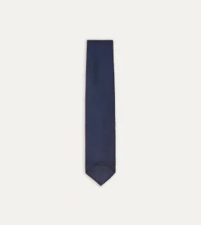 Navy Fine Woven Grenadine Silk Hand Rolled Tie