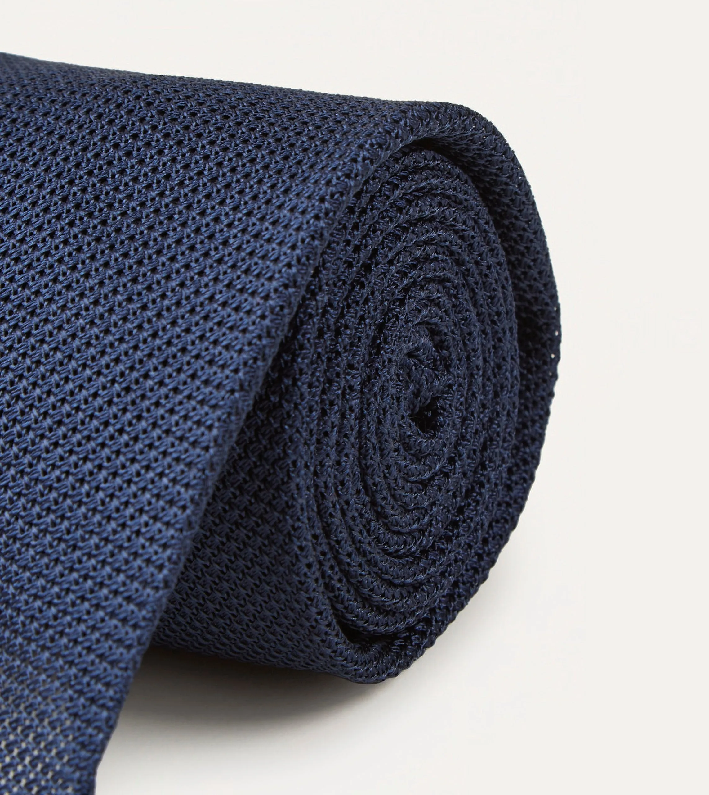 Navy Fine Woven Grenadine Silk Hand Rolled Tie