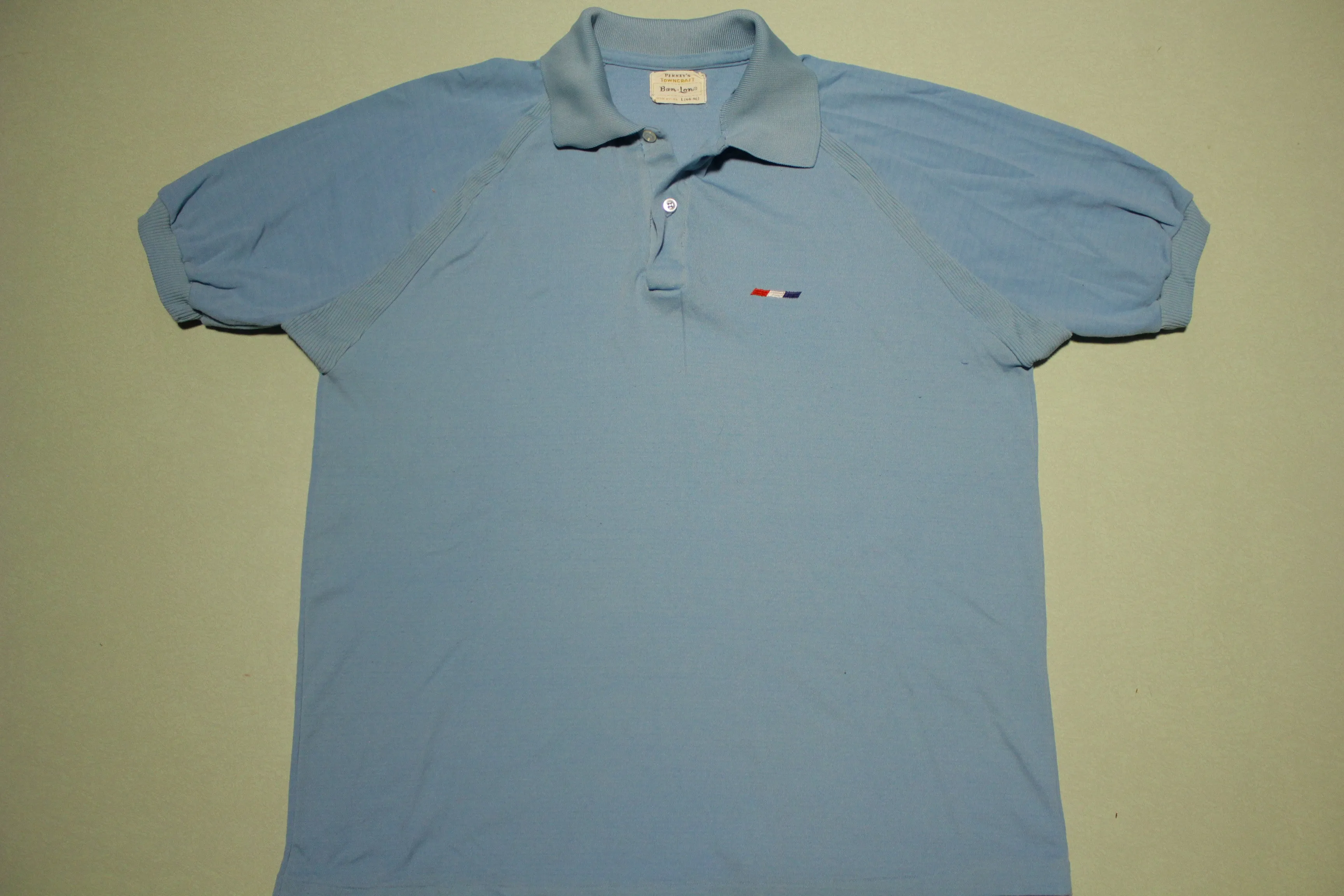 Penney's Towncraft Ban Lon Vintage 60's Embroidered Polo Shirt