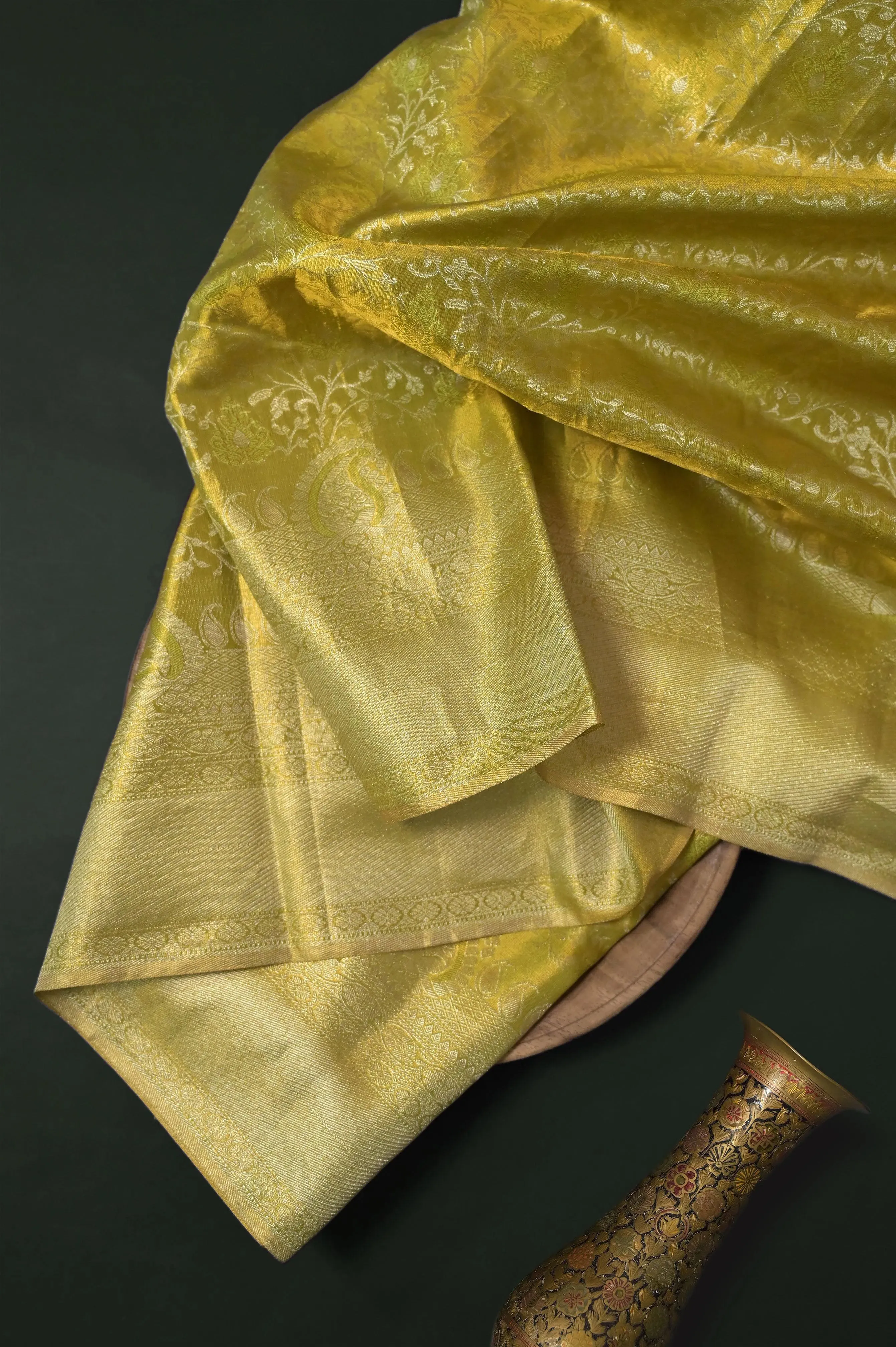 Pista Green Color Brocade Kanjeevaram Silk Saree