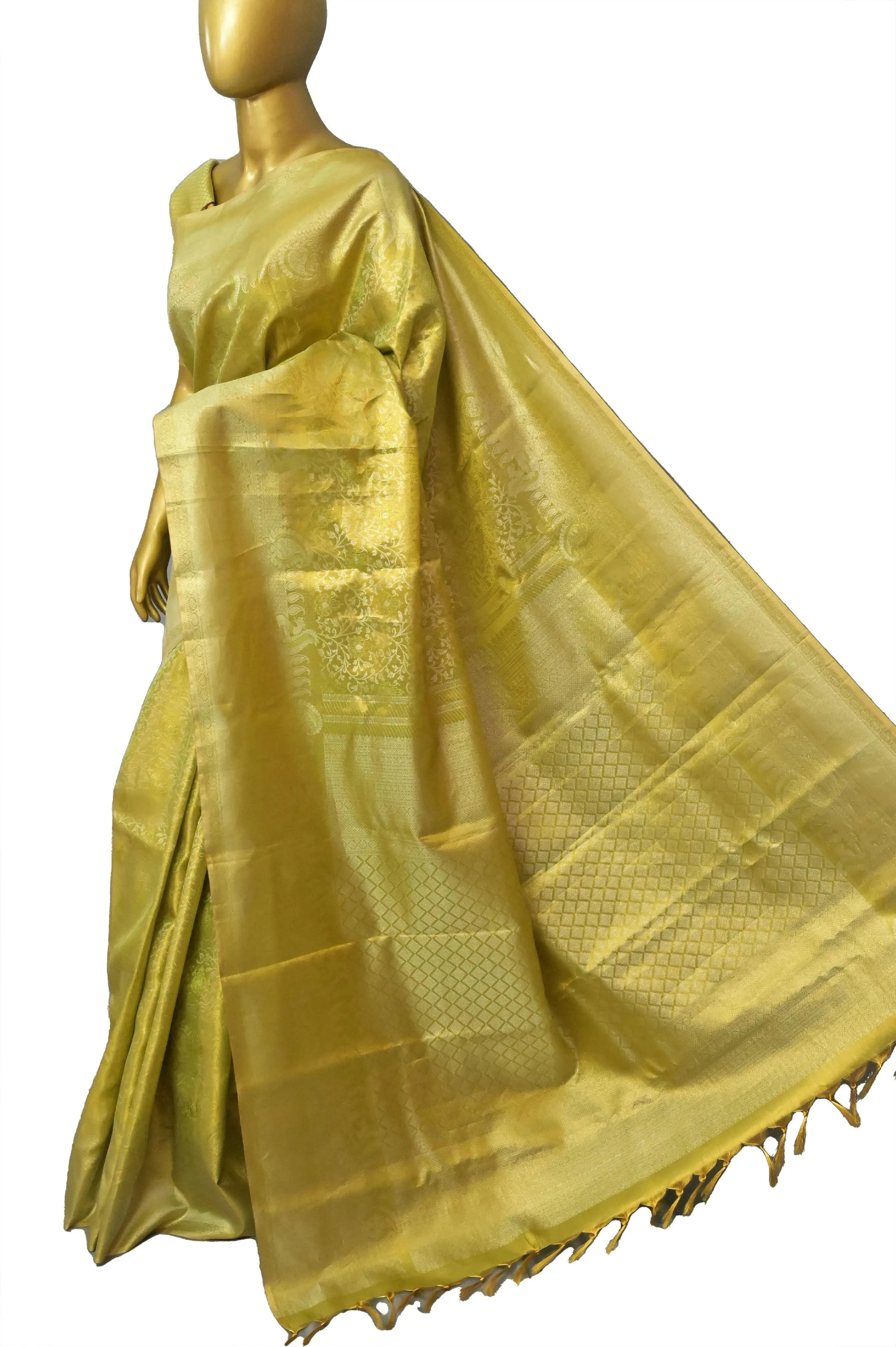 Pista Green Color Brocade Kanjeevaram Silk Saree