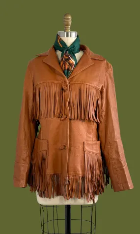 RODEO QUEEN 50s Chris Line Originals Western Fringe Leather, Size Medium