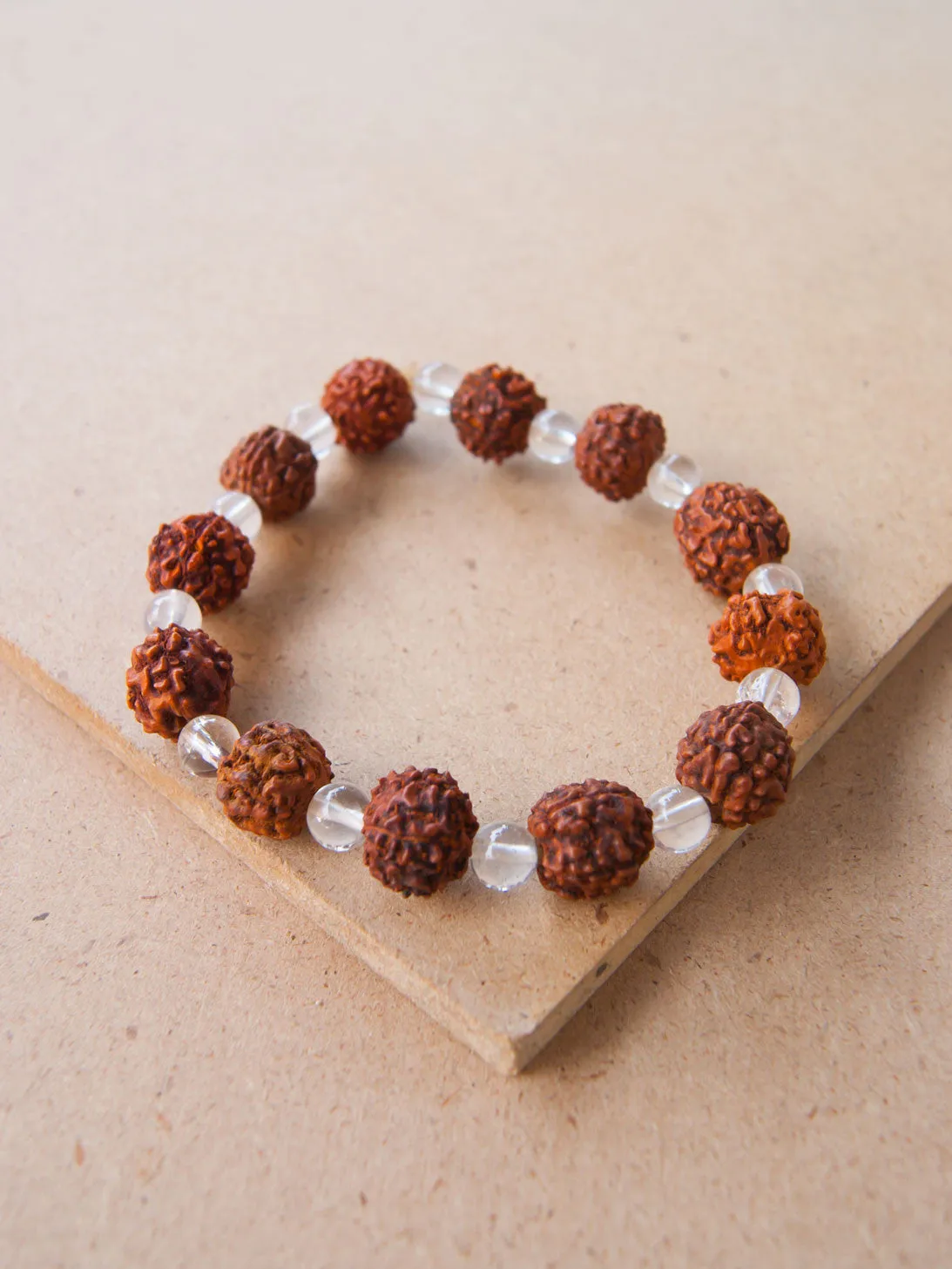 Rudraksha Seed with Crystal Mala Bracelet