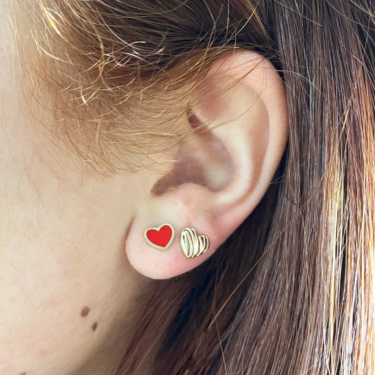 Scribble Heart Stud Earrings