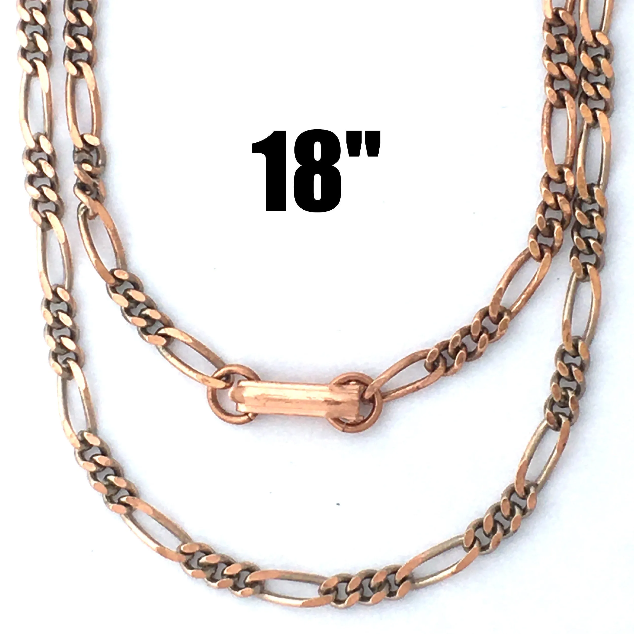 Solid Copper Necklace Chain Fine Copper Figaro Chain Necklace NC41 Italian Style Figaro Solid Copper Chain Necklace 18 Inch Chain