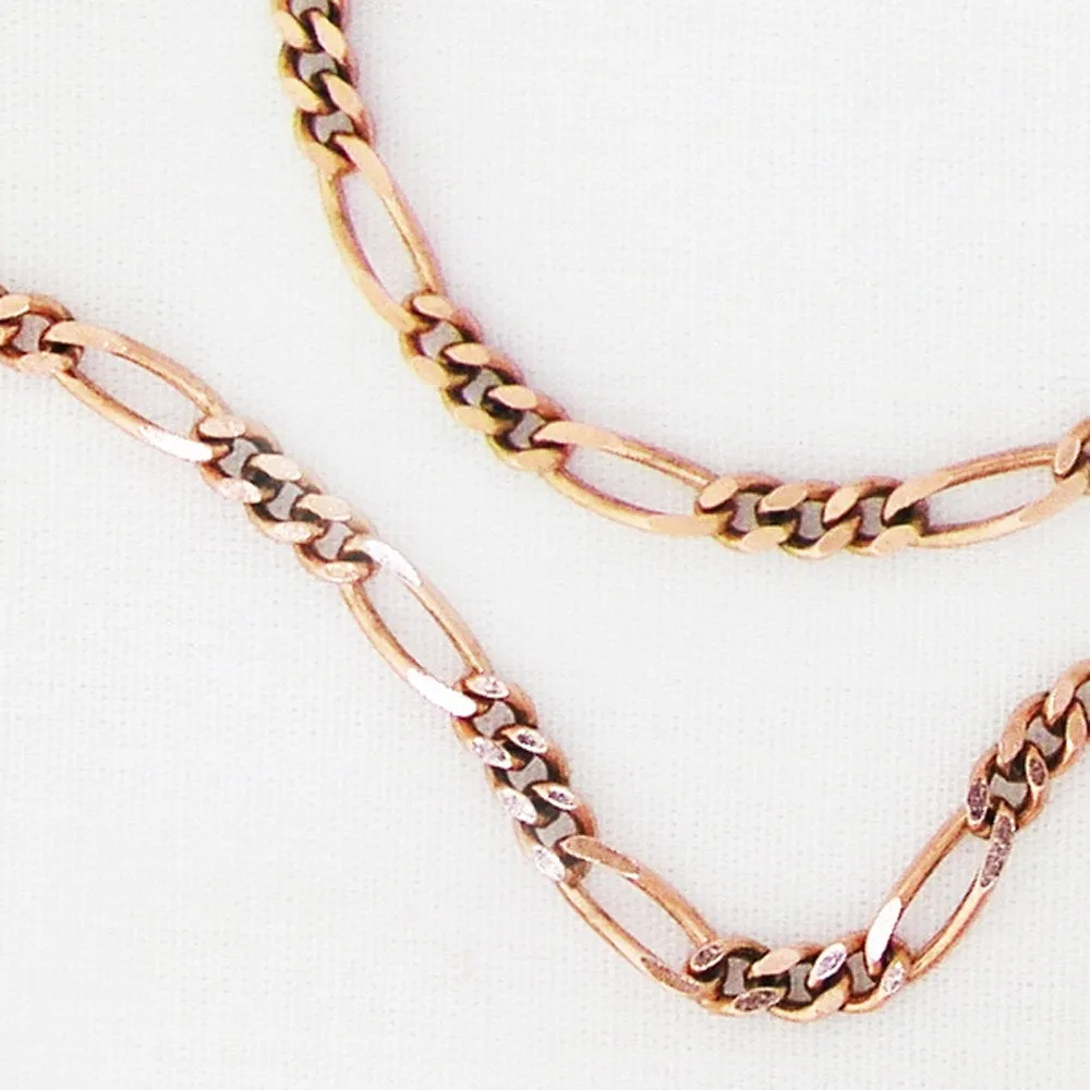 Solid Copper Necklace Chain Fine Copper Figaro Chain Necklace NC41 Italian Style Figaro Solid Copper Chain Necklace 18 Inch Chain