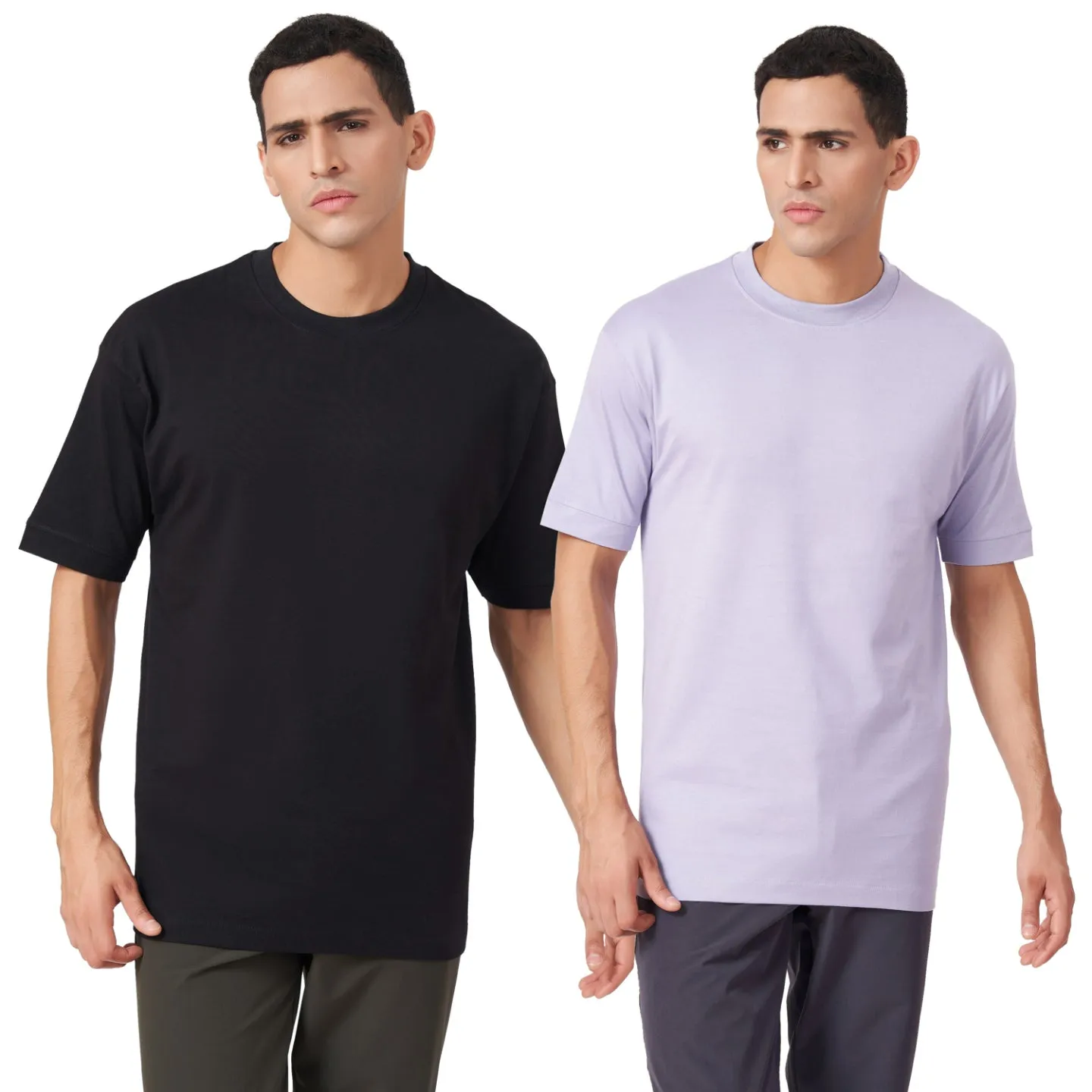 Solid Round Neck Oversized T-shirt Combo