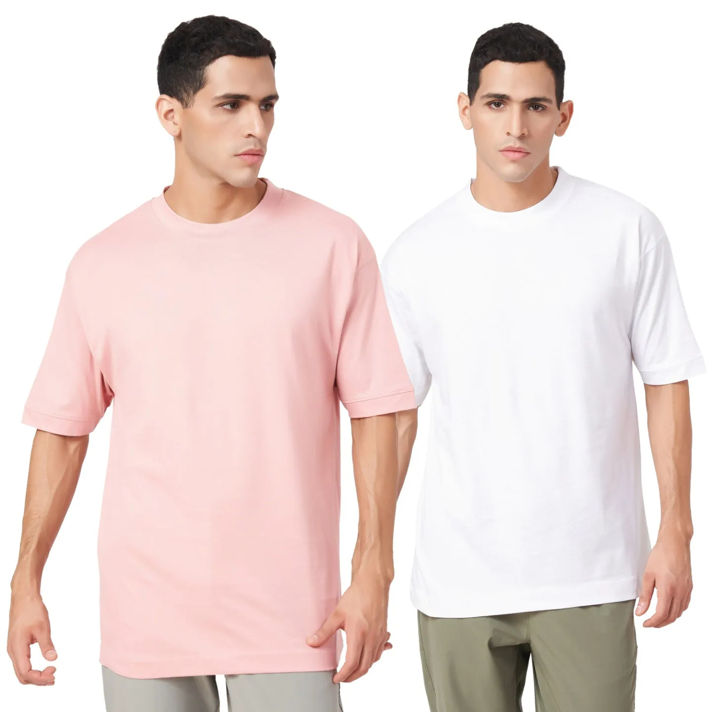 Solid Round Neck Oversized T-shirt Combo