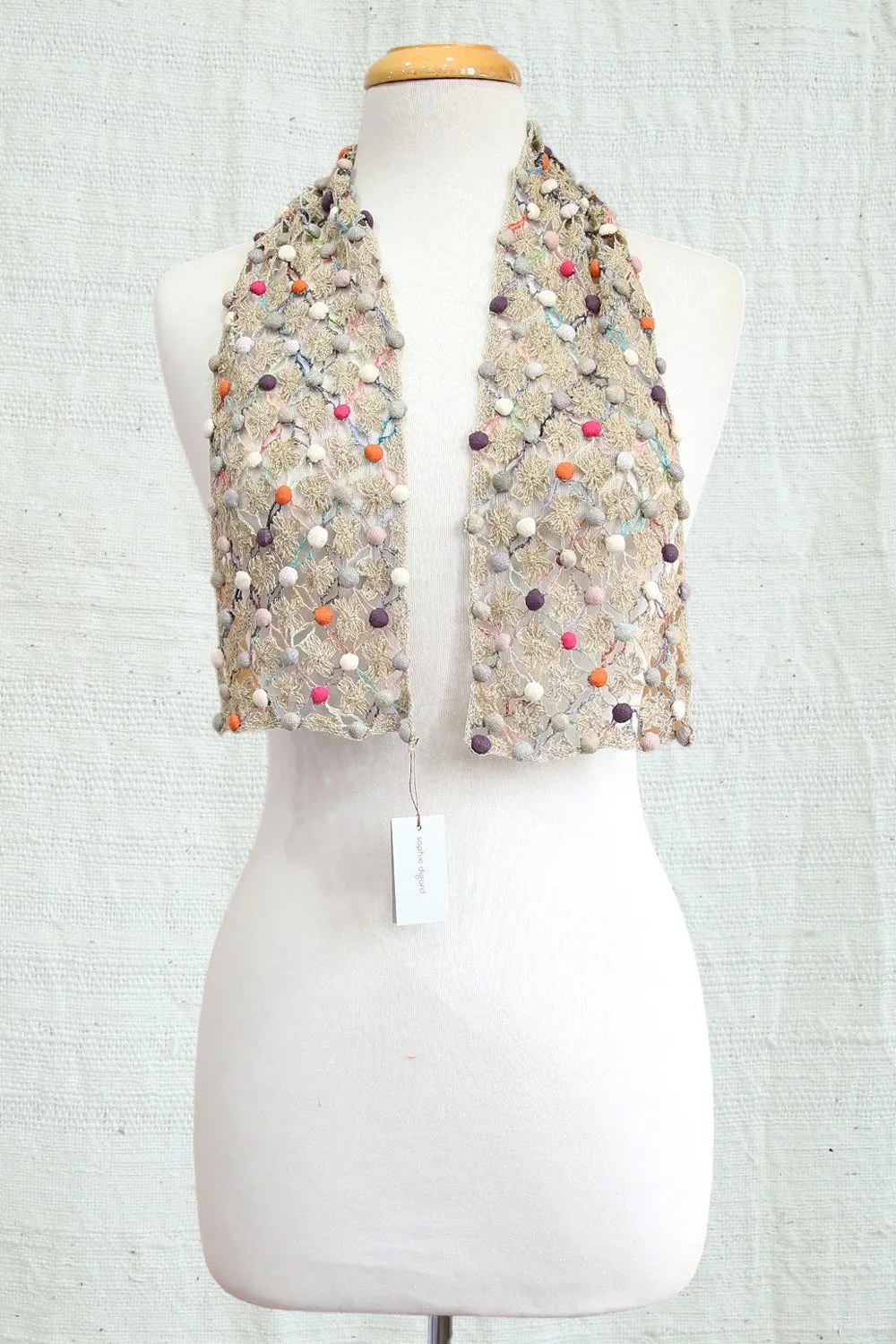 SOPHIE DIGARD EVERGREEN CROCHET LINEN SCARF