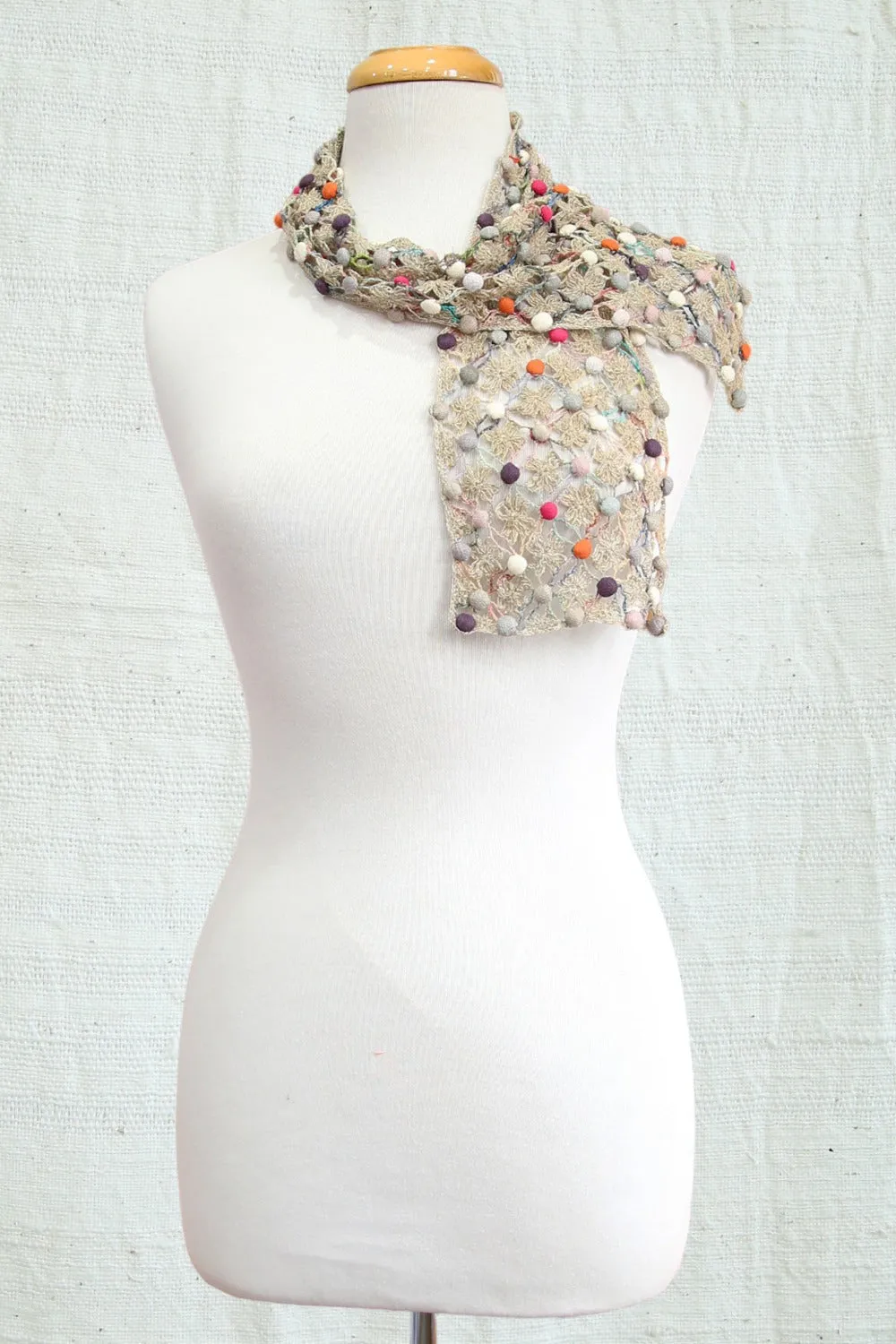 SOPHIE DIGARD EVERGREEN CROCHET LINEN SCARF