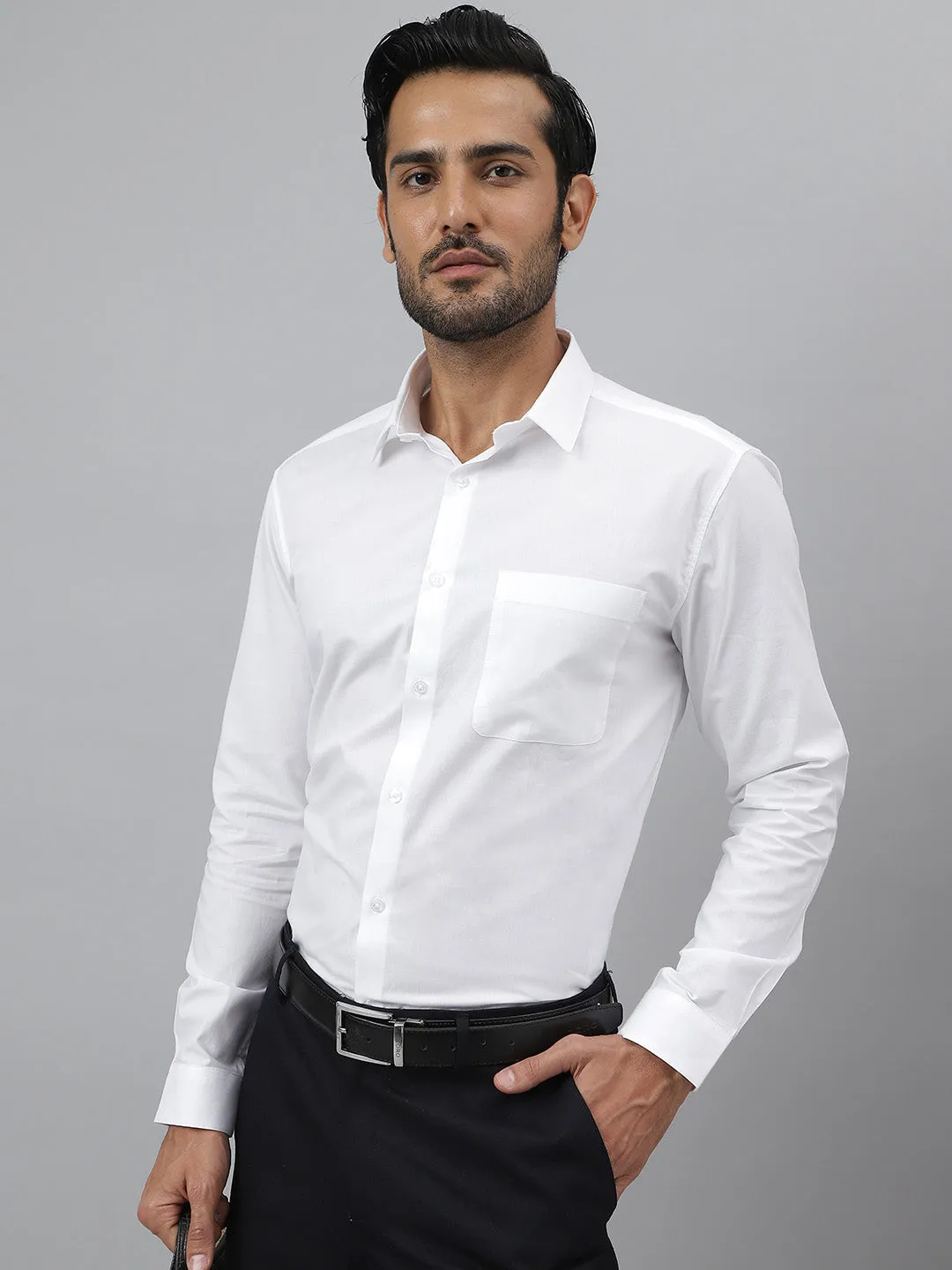 Spread Collar Classic Cotton Oxford White Shirt - Daystart ( Pack of 2)