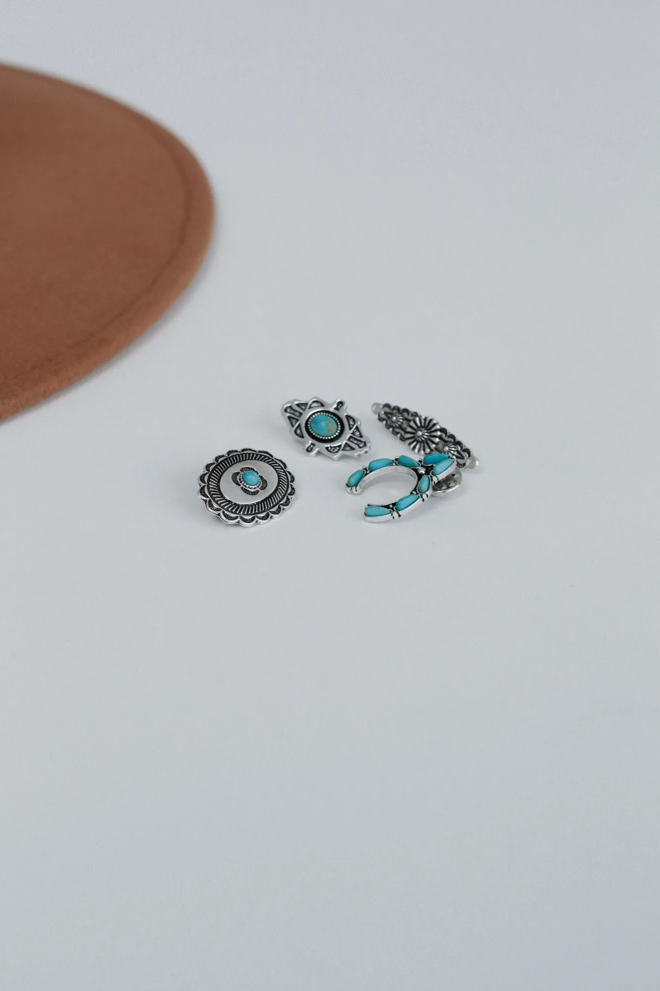 Squash Blossom Hat Pin Set - Turquoise