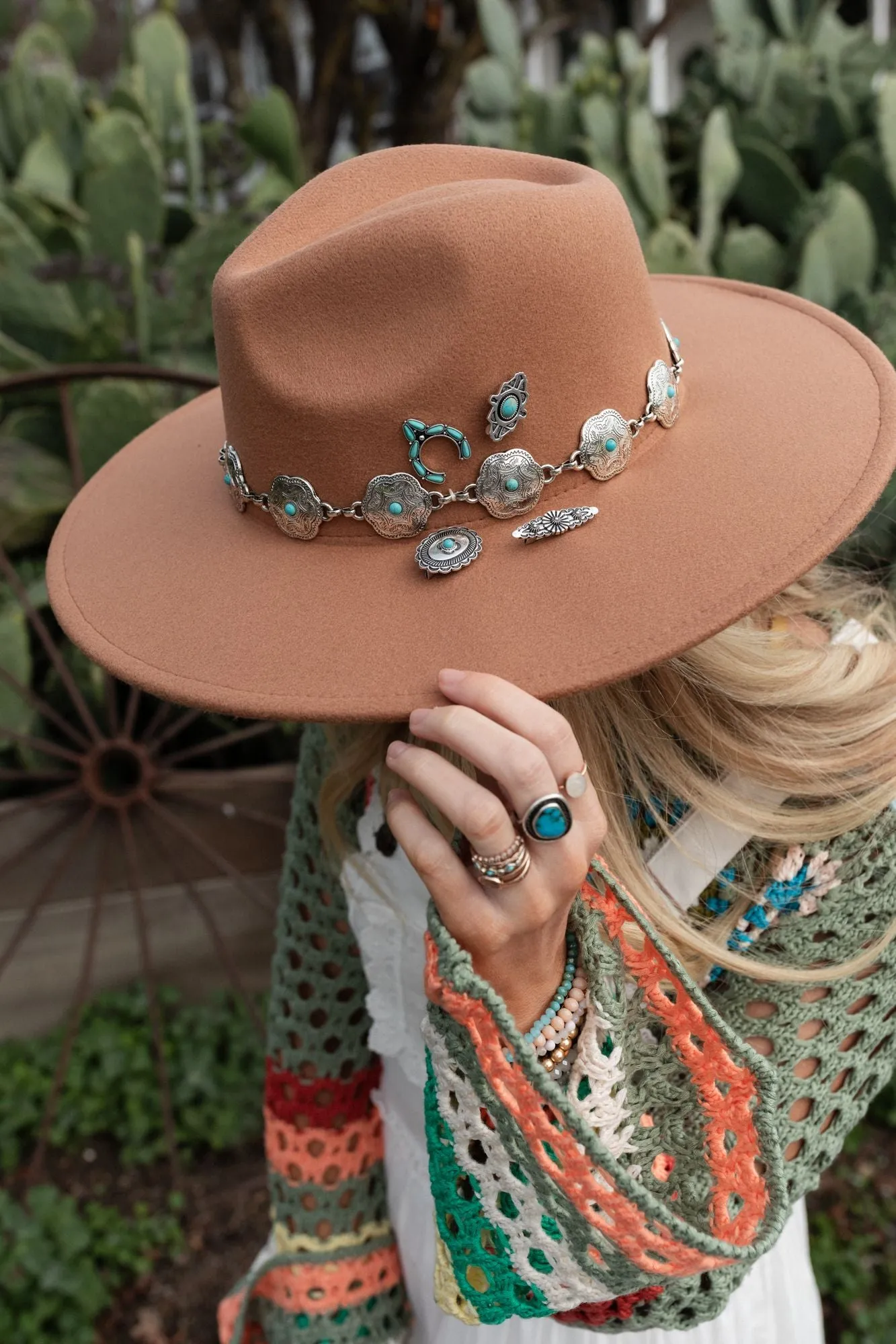 Squash Blossom Hat Pin Set - Turquoise