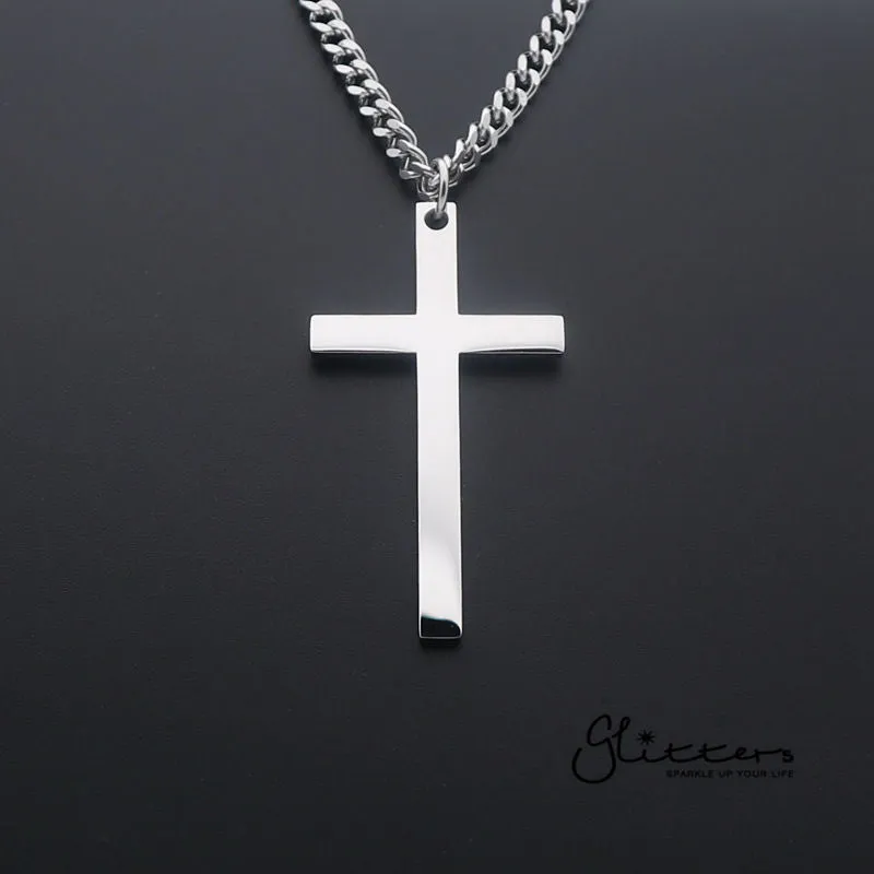 Stainless Steel Plain Cross Necklaces - Silver | Gold | Black