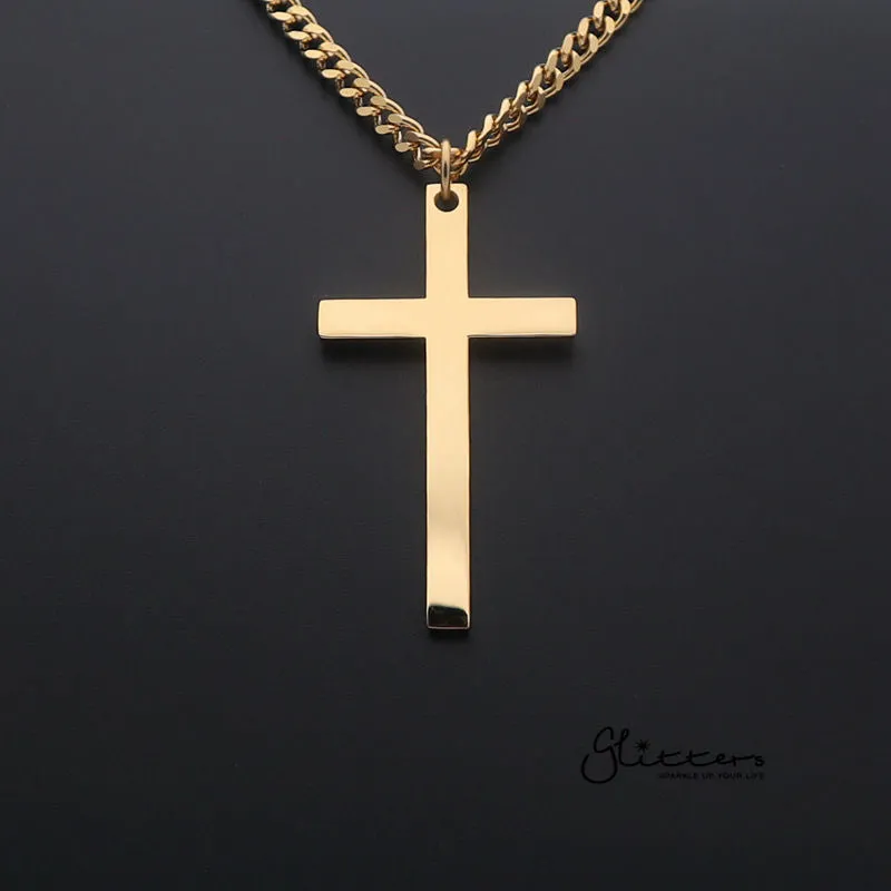 Stainless Steel Plain Cross Necklaces - Silver | Gold | Black