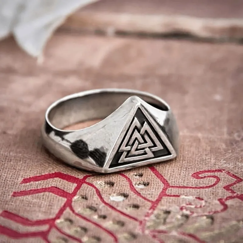 Stainless Steel Triangular Valknut Ring