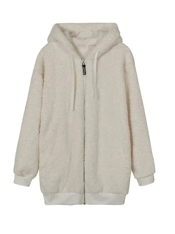 Stay Cozy in Style with Women's Sherpa Fleece Zip Hoodie Sweatshirt