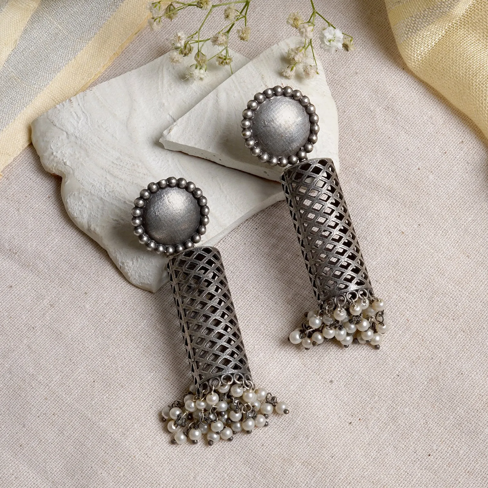 Teejh Qushi Silver Oxidised Earrings