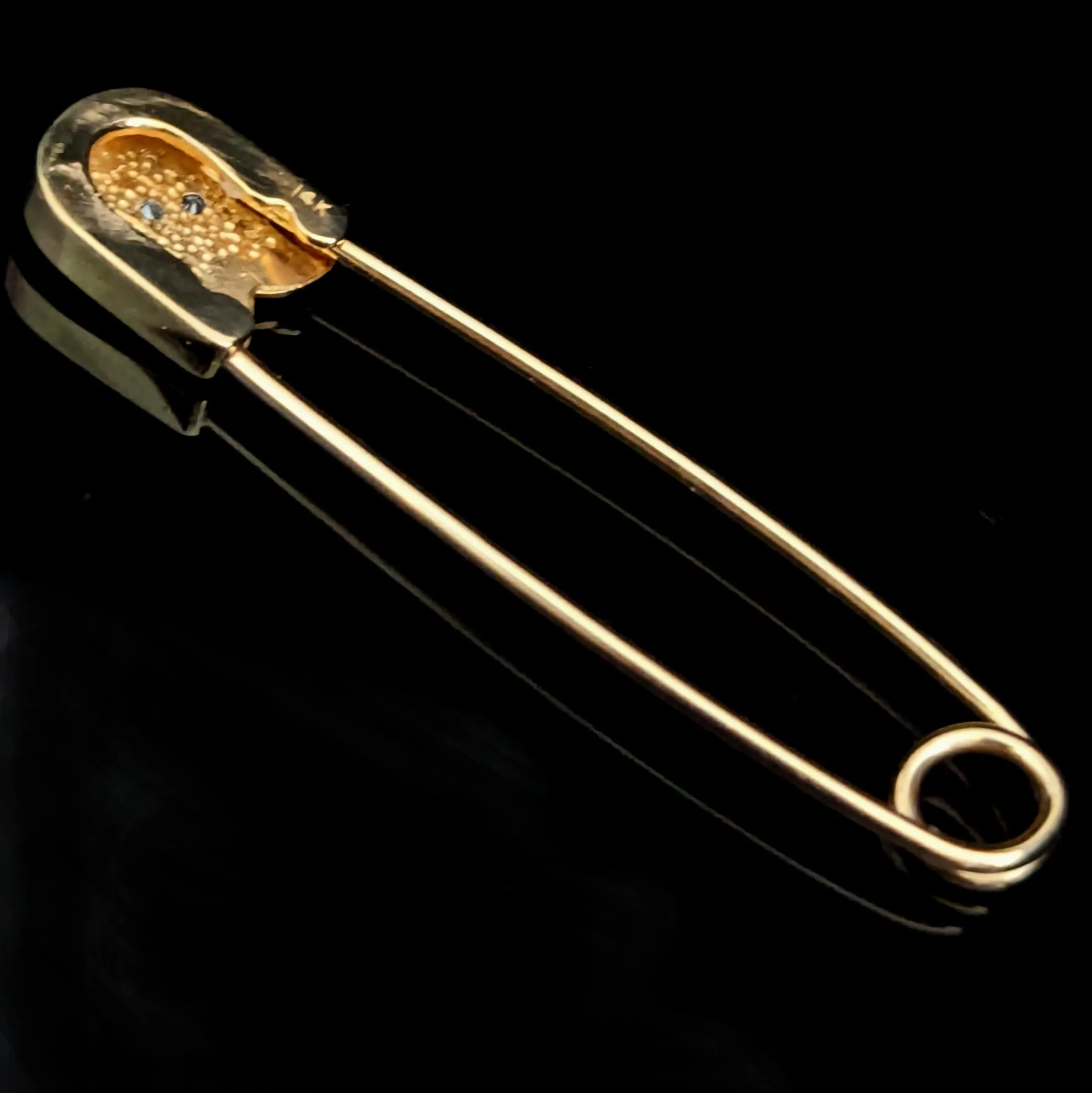 The Amherst - Vintage Diamonds 14k Gold Safety Pin Brooch