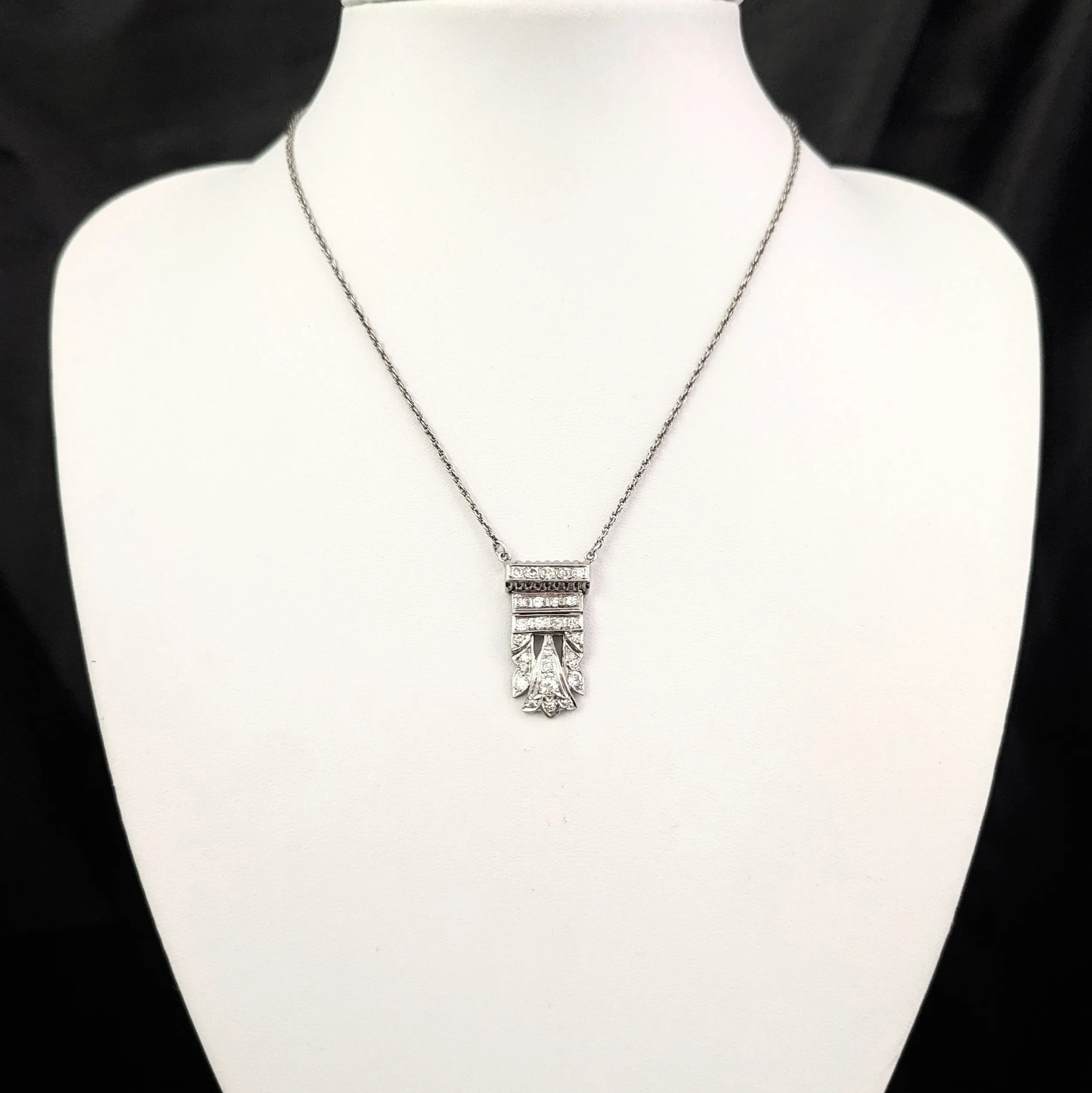 The Derry - Vintage Old European Cut Diamonds 14k White Gold Necklace