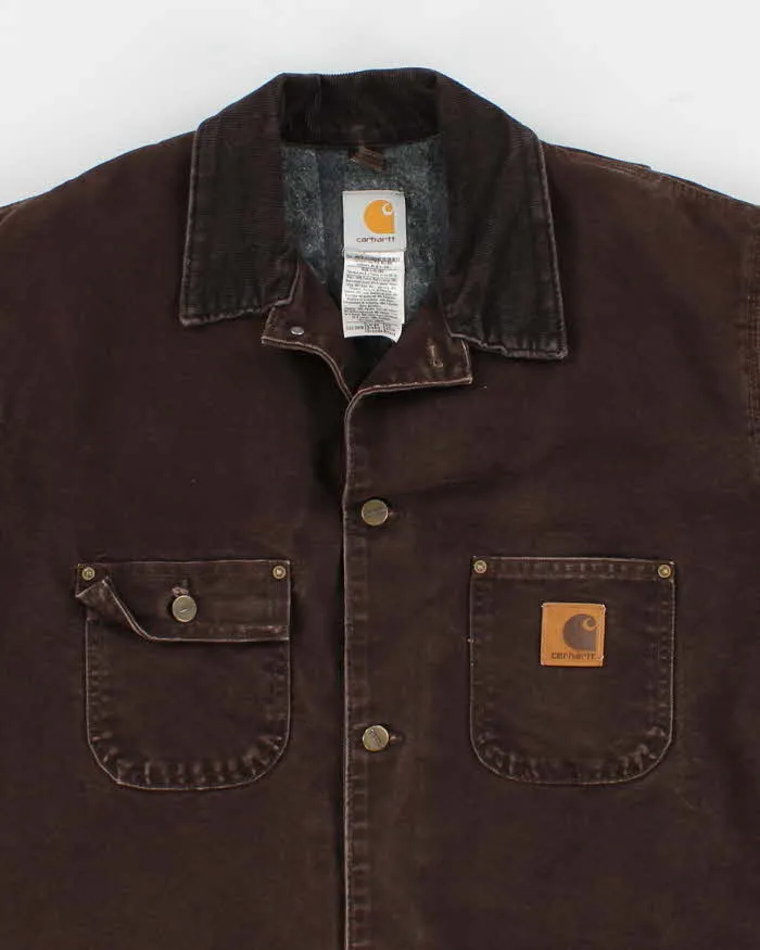 Vintage Men's Brown Carhartt Fleece Lined Utility Jacket - L