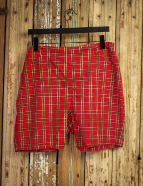 Vintage Plaid Zip Shorts 50s Red 30w