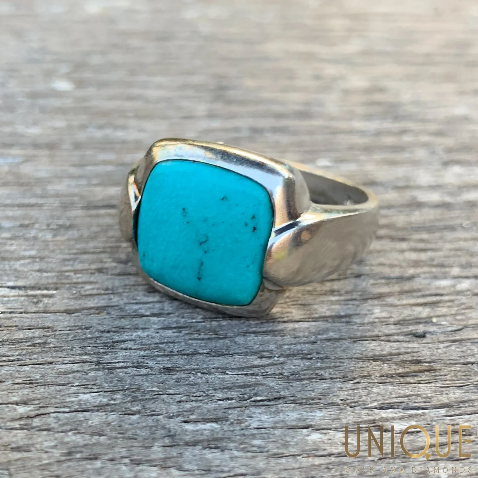 Vintage Sterling Silver Square Turquoise Ring