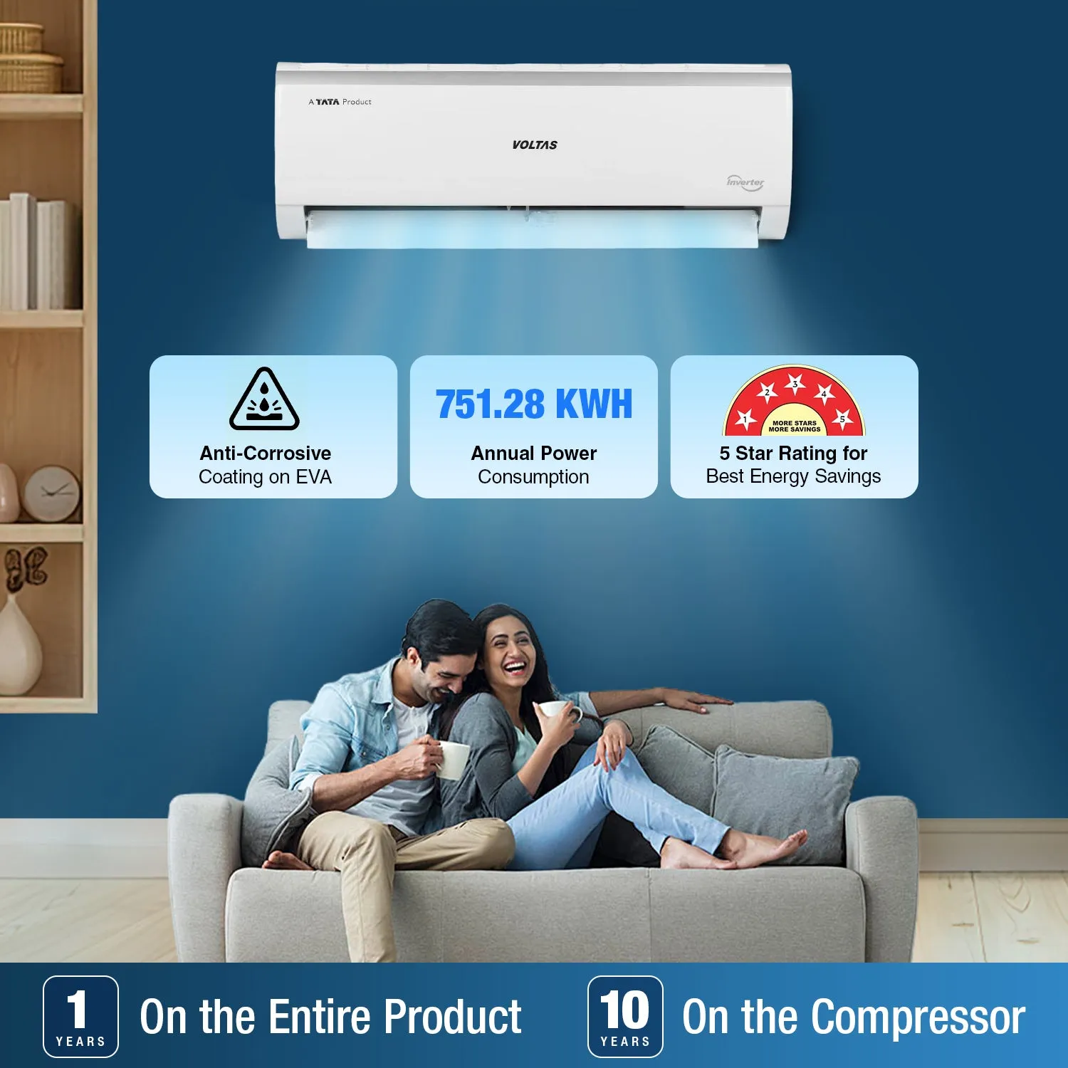 Voltas Adjustable Inverter Split AC, 1.5 Ton, 5 star - 185V Vectra Elite