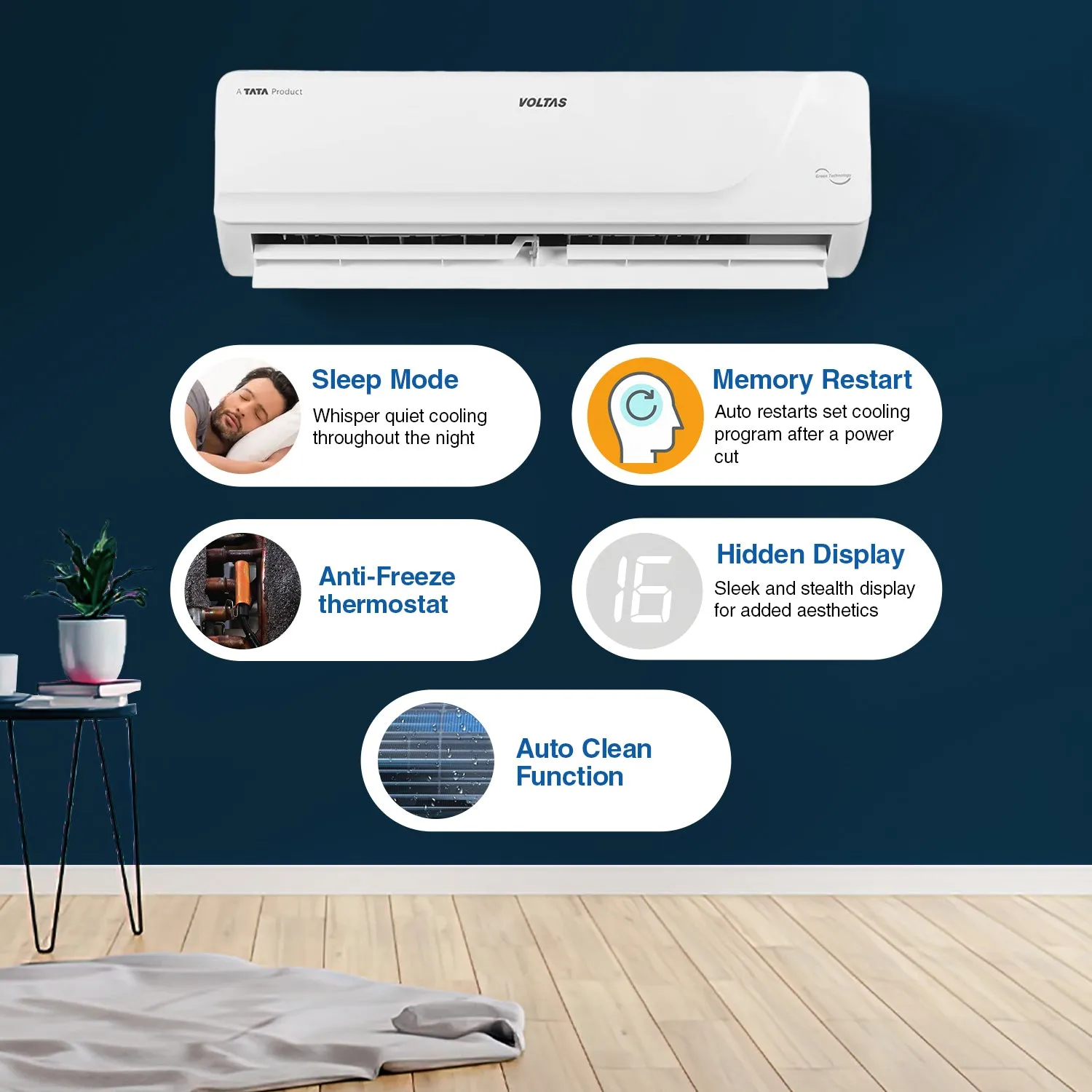 Voltas All Weather Inverter Split AC with Intelligent Heating AC, 1.5 Ton, 3 star - 183VH Vectra Platina