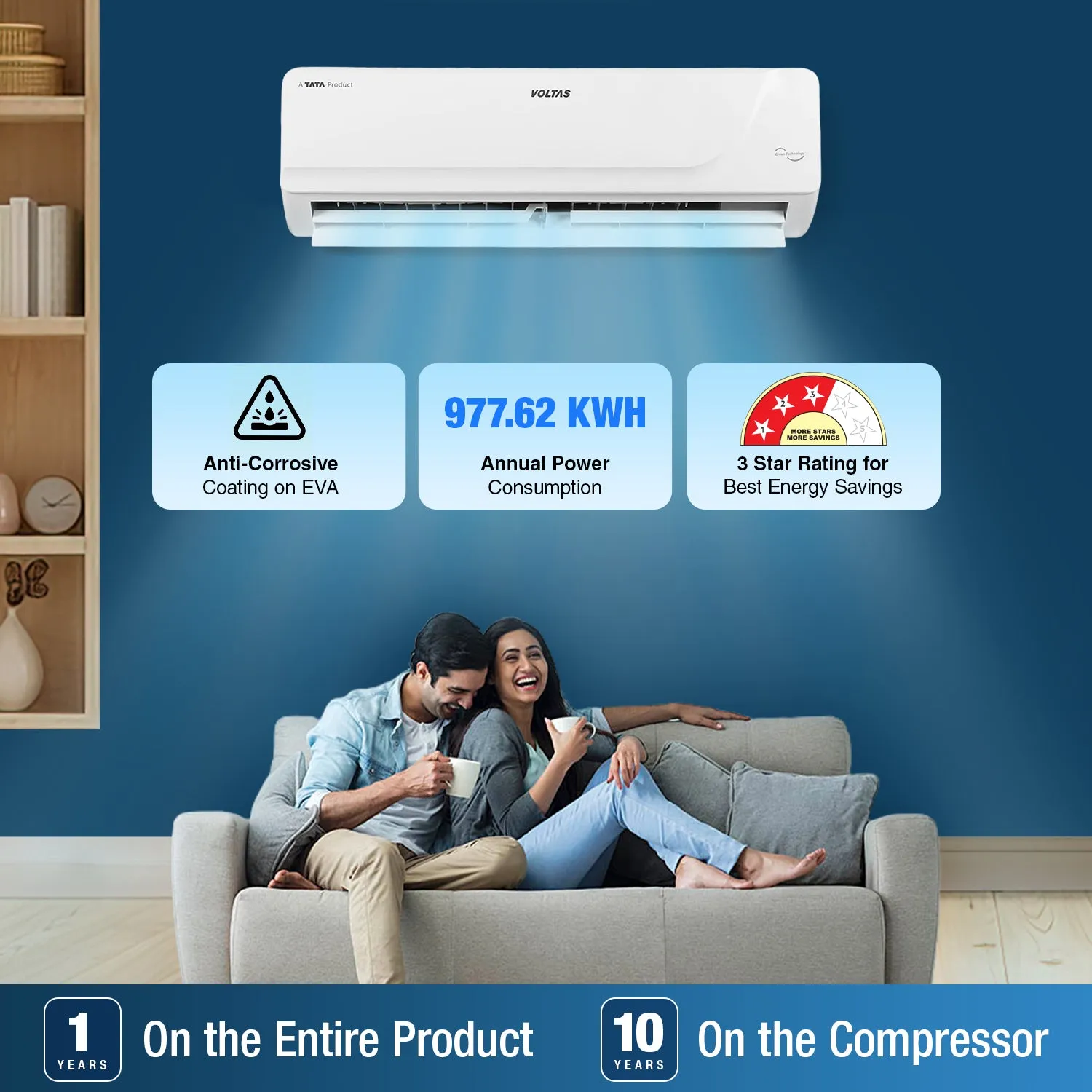 Voltas All Weather Inverter Split AC with Intelligent Heating AC, 1.5 Ton, 3 star - 183VH Vectra Platina