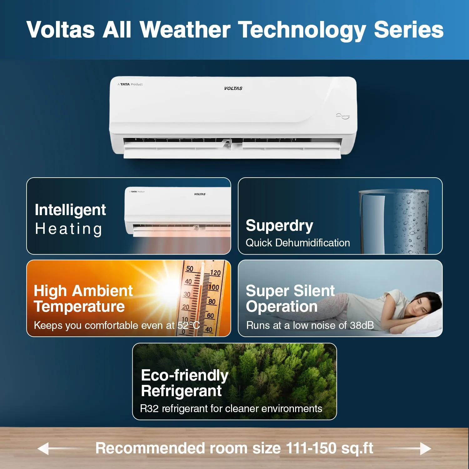 Voltas All Weather Inverter Split AC with Intelligent Heating AC, 1.5 Ton, 3 star - 183VH Vectra Platina