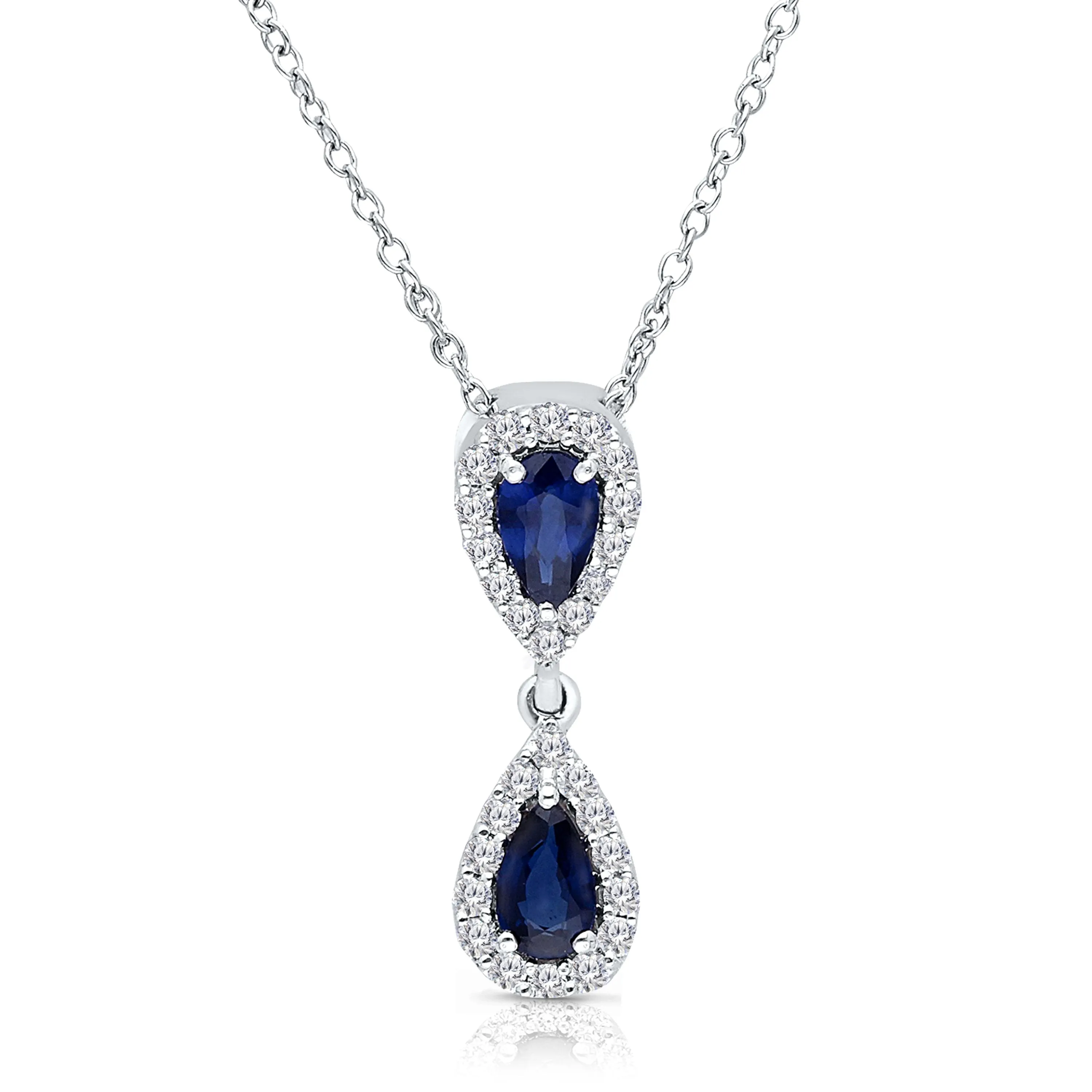 White Gold Sapphire & Diamond Heirloom Pendant