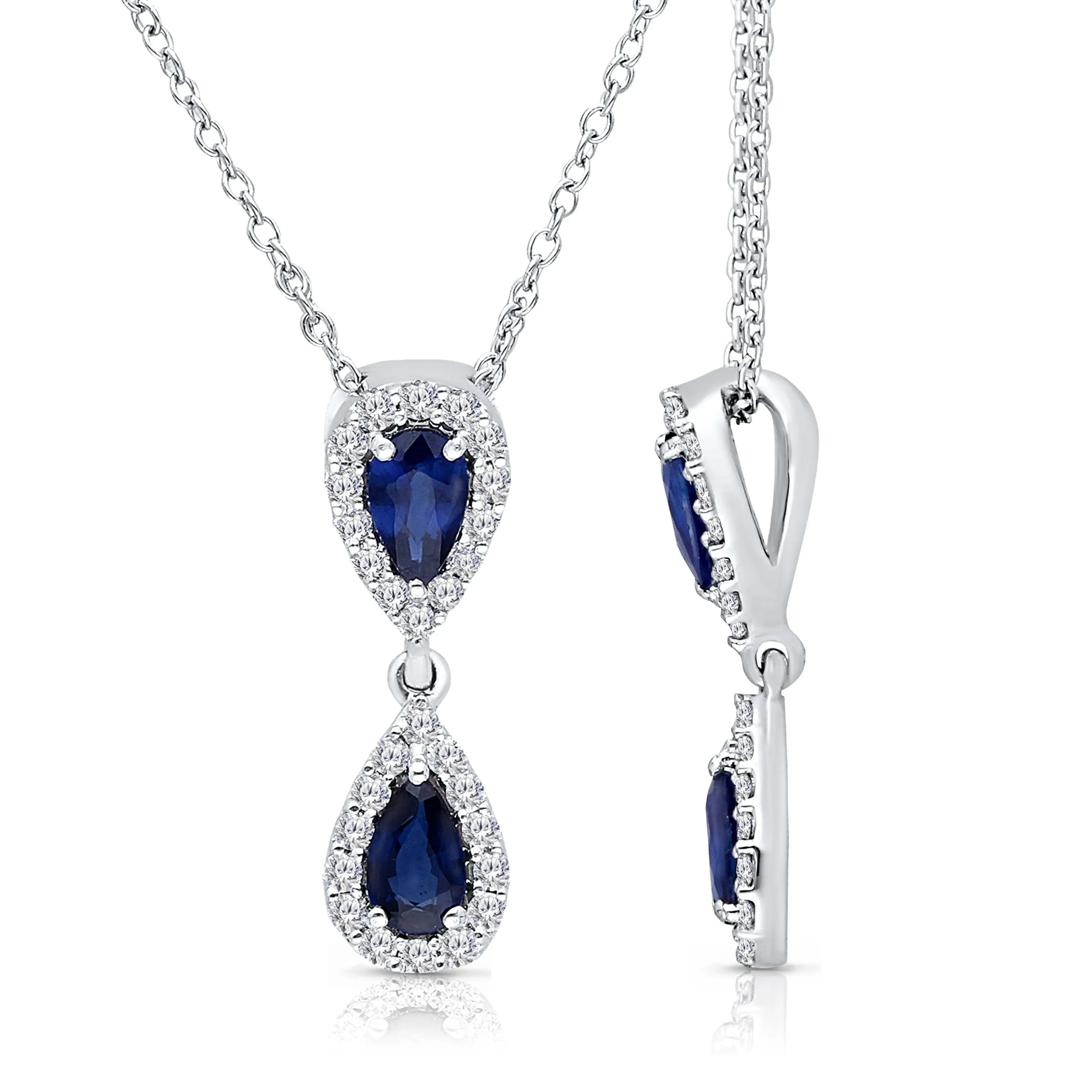 White Gold Sapphire & Diamond Heirloom Pendant